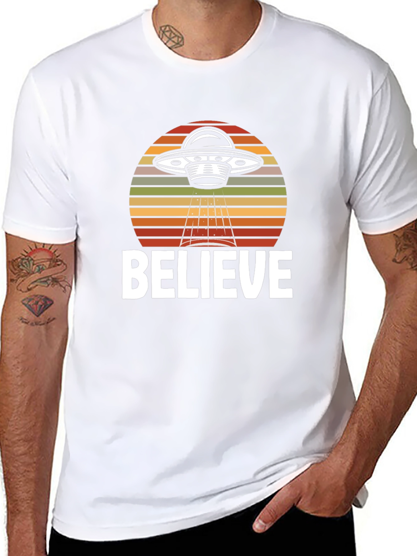Believe UFO Graphic T-Shirt - Black