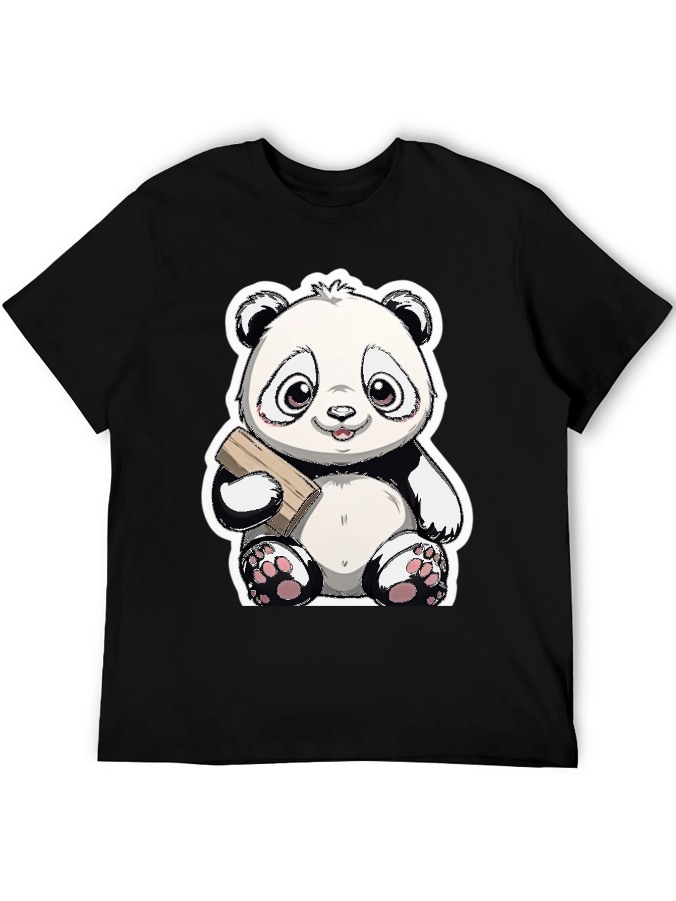 Cute Panda Bear Graphic Tee - Black Casual Shirt