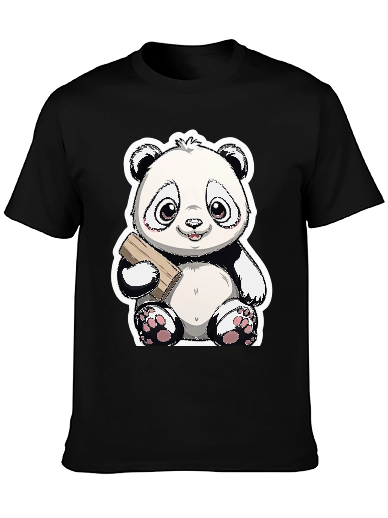 Cute Panda Bear Graphic Tee - Black Casual Shirt