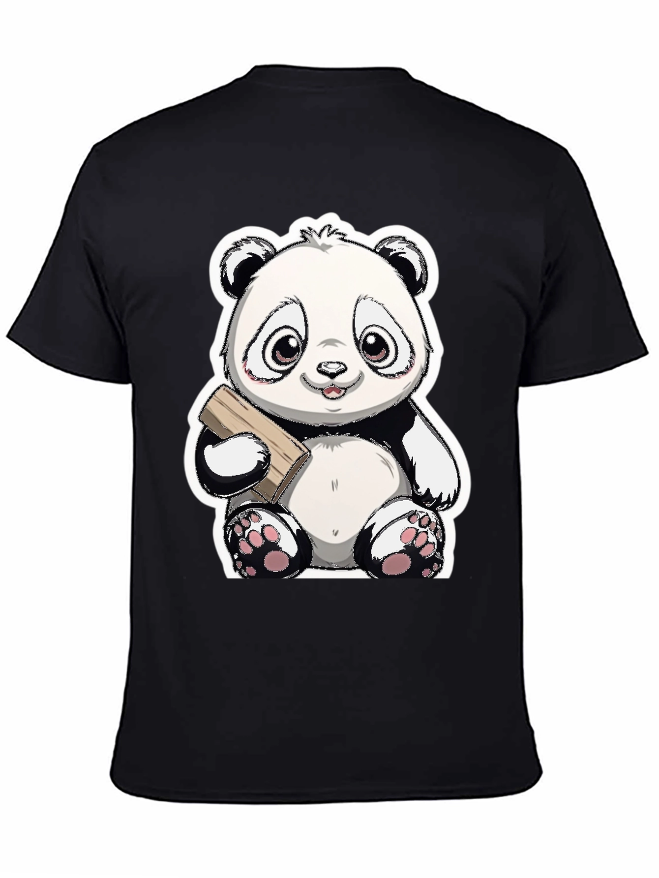 Cute Panda Bear Graphic Tee - Black Casual Shirt