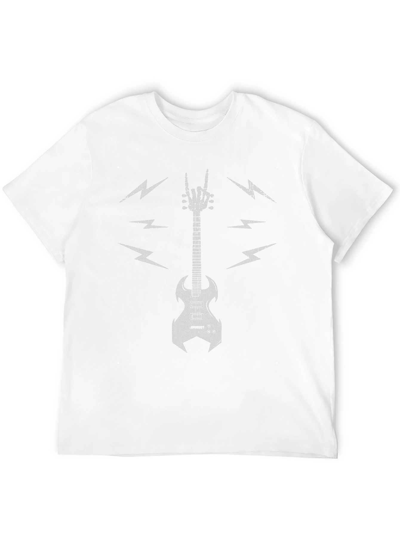 Rock Guitar T-Shirt - Skeleton Hand & Lightning