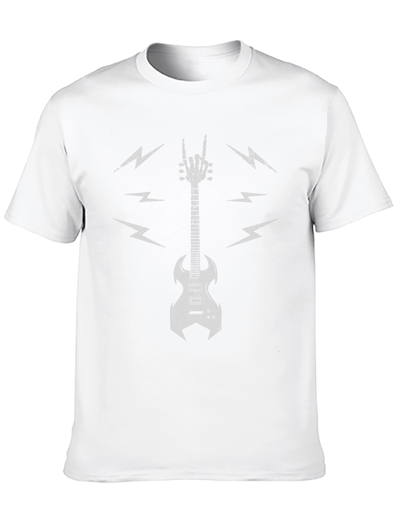 Rock Guitar T-Shirt - Skeleton Hand & Lightning