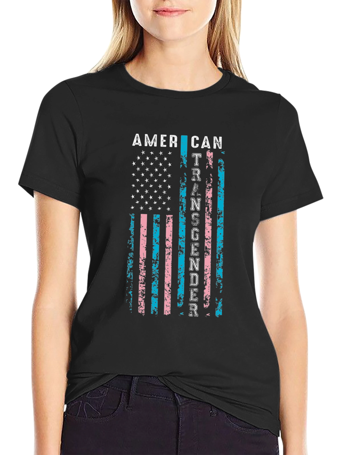 American Transgender Flag Black T-Shirt
