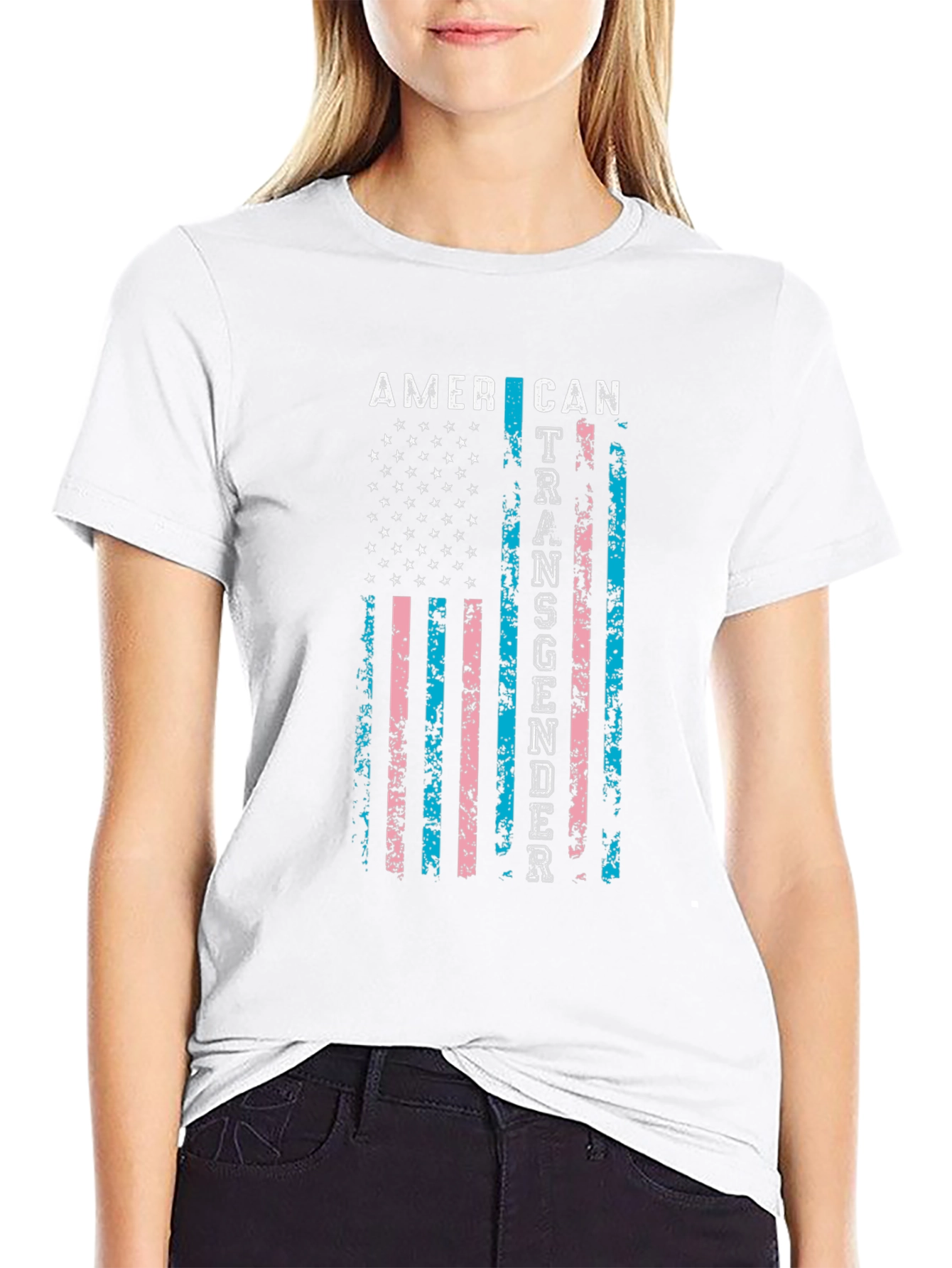 American Transgender Flag Black T-Shirt
