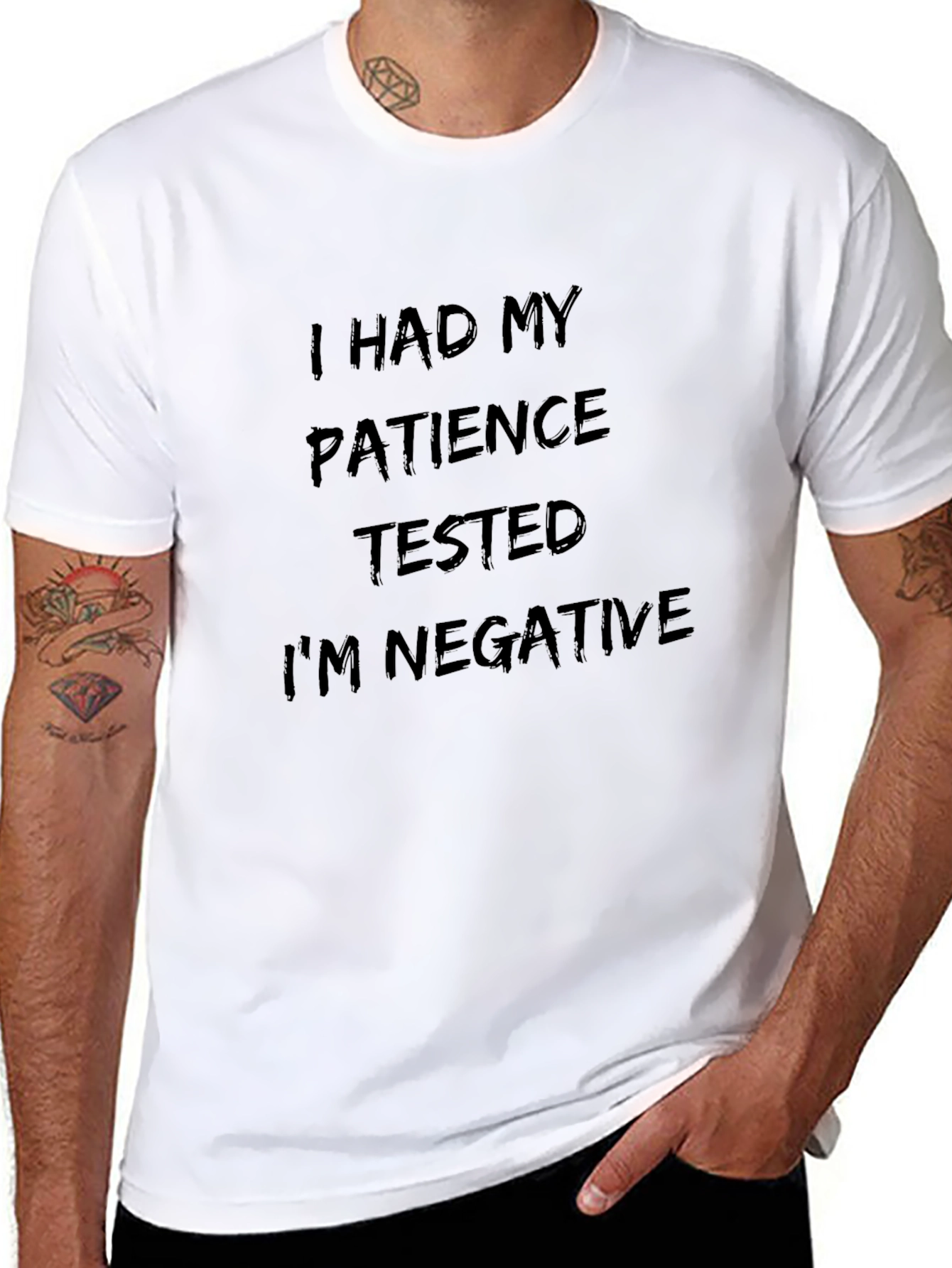 Funny Patience Tested Negative Black T-Shirt