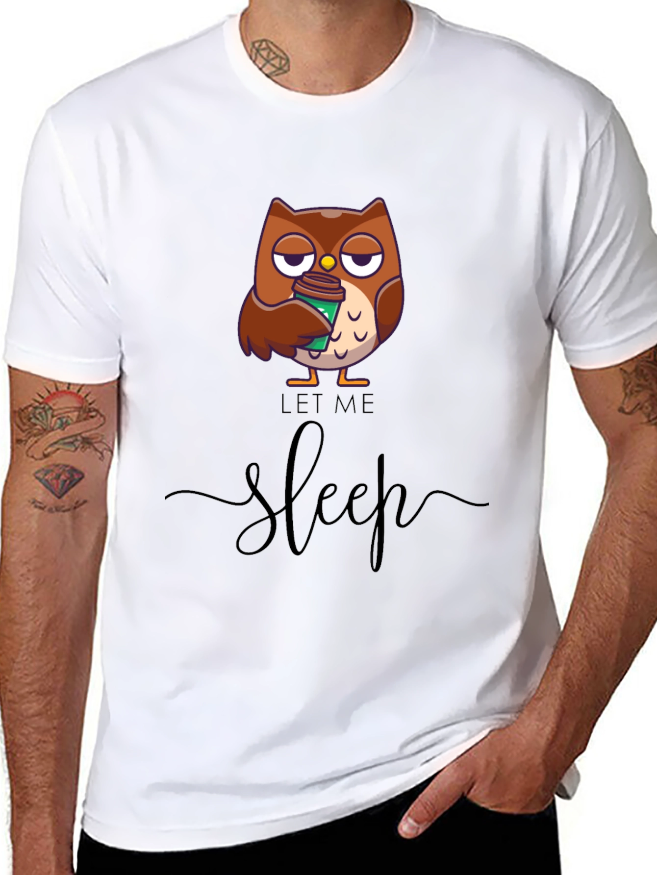 Let Me Sleep Owl T-Shirt - Coffee Lover Tee