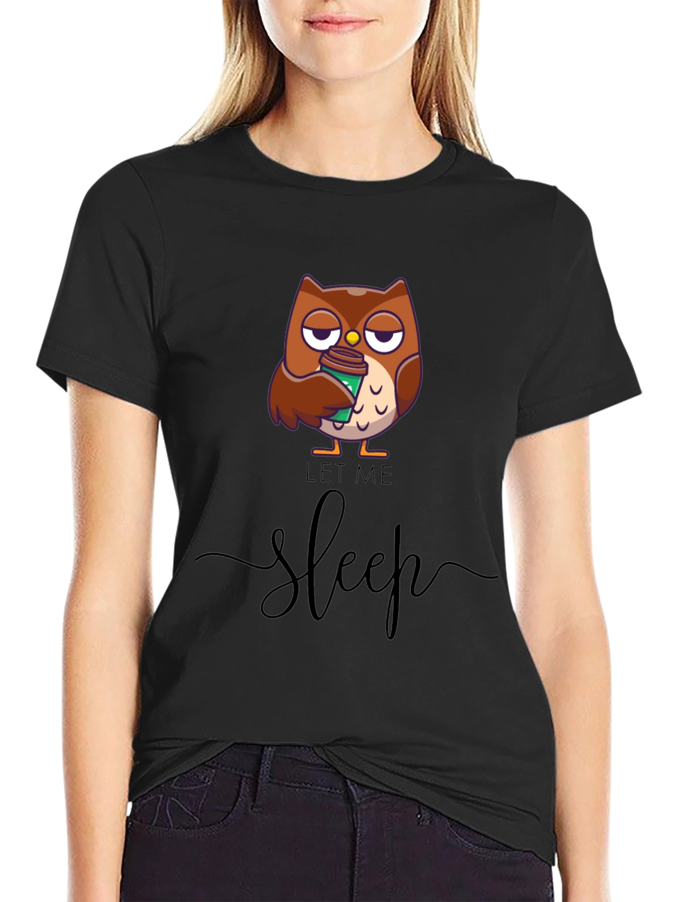 Let Me Sleep Owl T-Shirt - Coffee Lover Tee