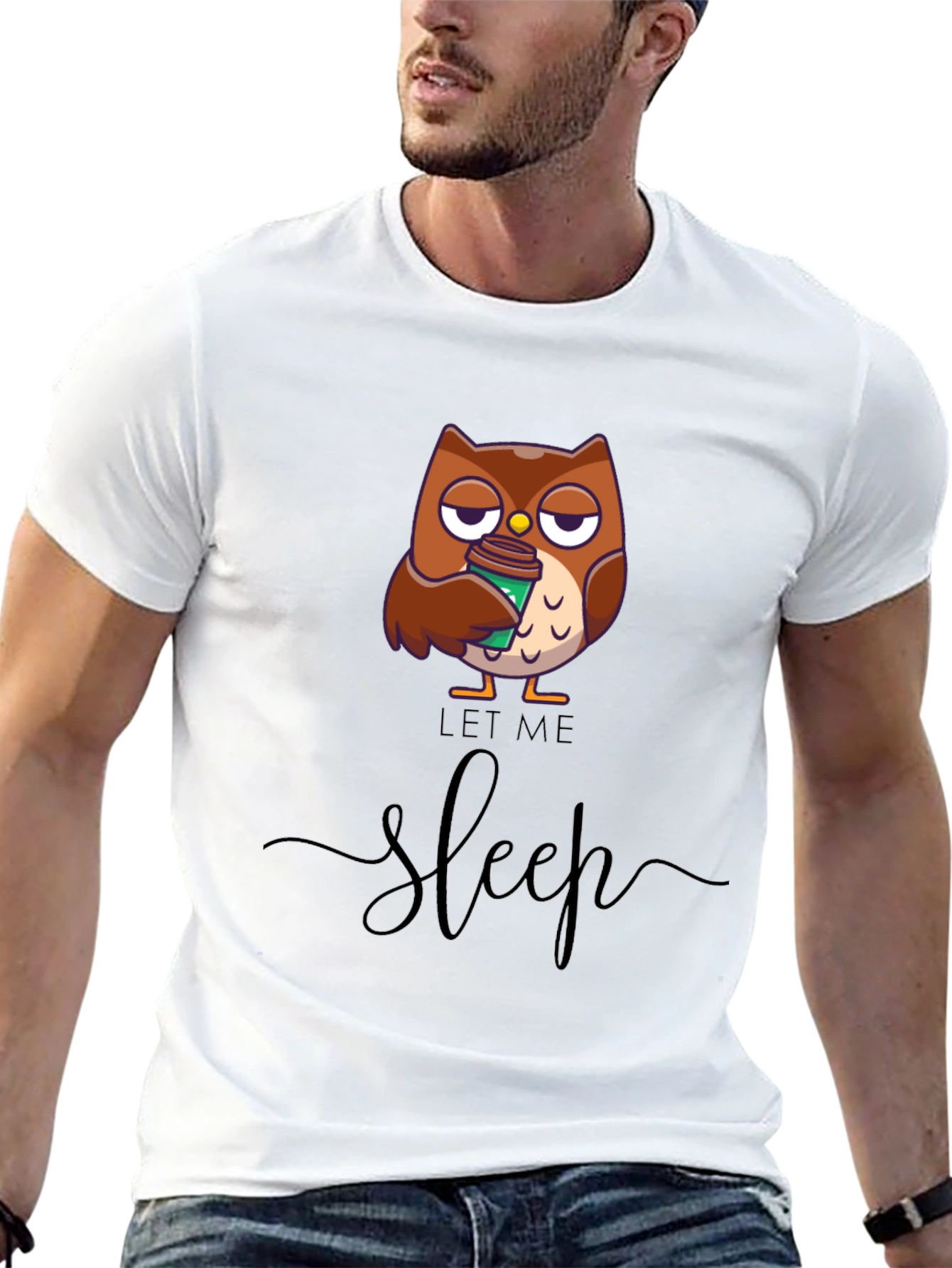 Let Me Sleep Owl T-Shirt - Coffee Lover Tee