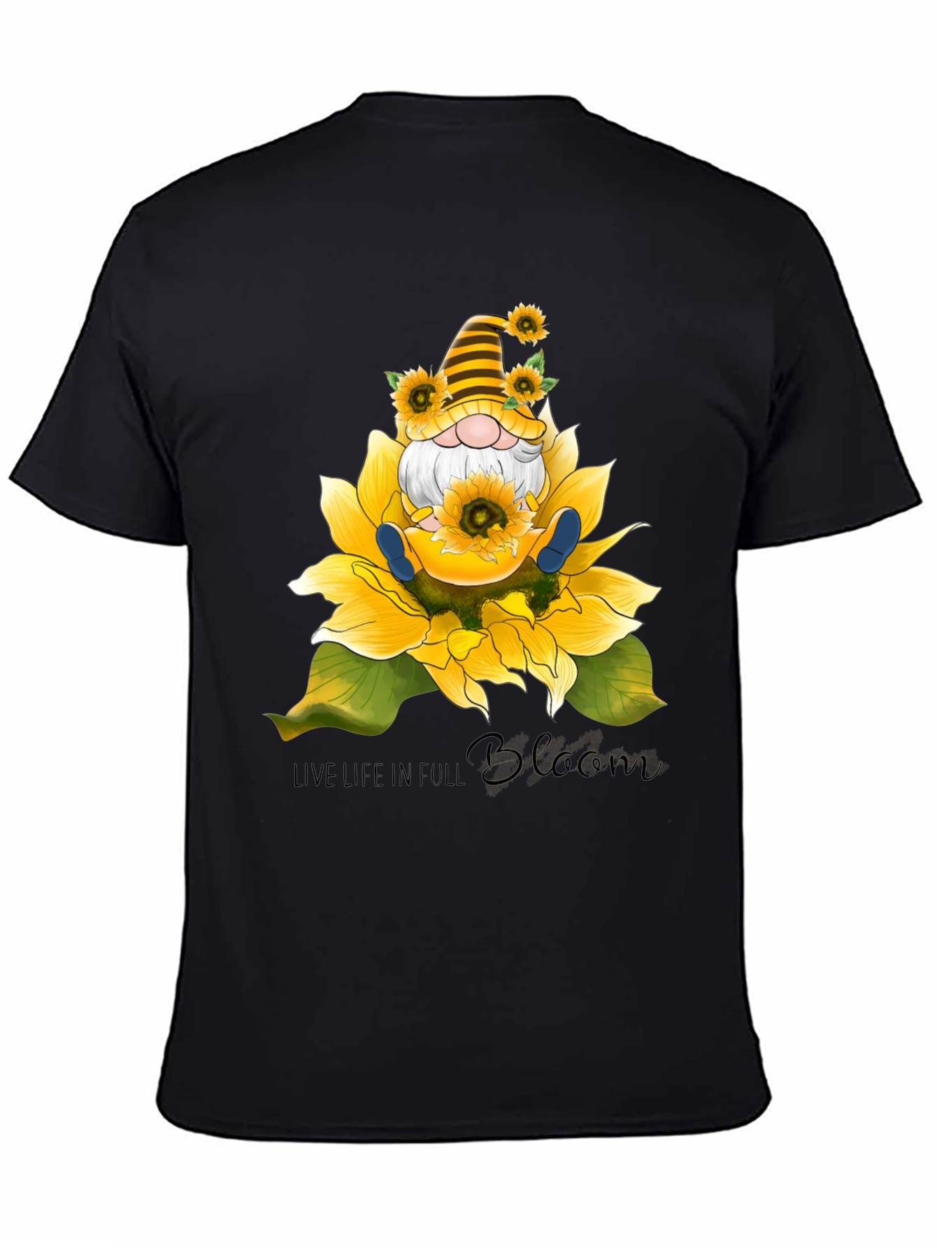 Gnome Sunflower T-Shirt - Live Life In Full Bloom