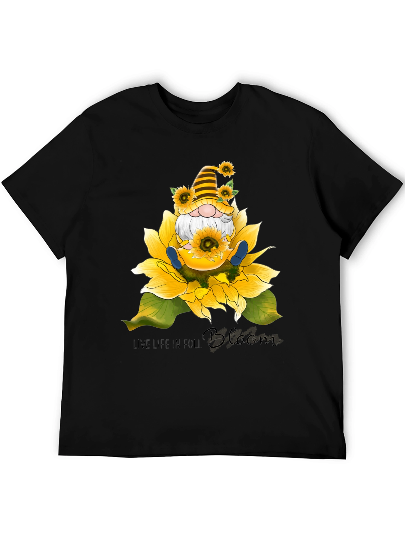 Gnome Sunflower T-Shirt - Live Life In Full Bloom