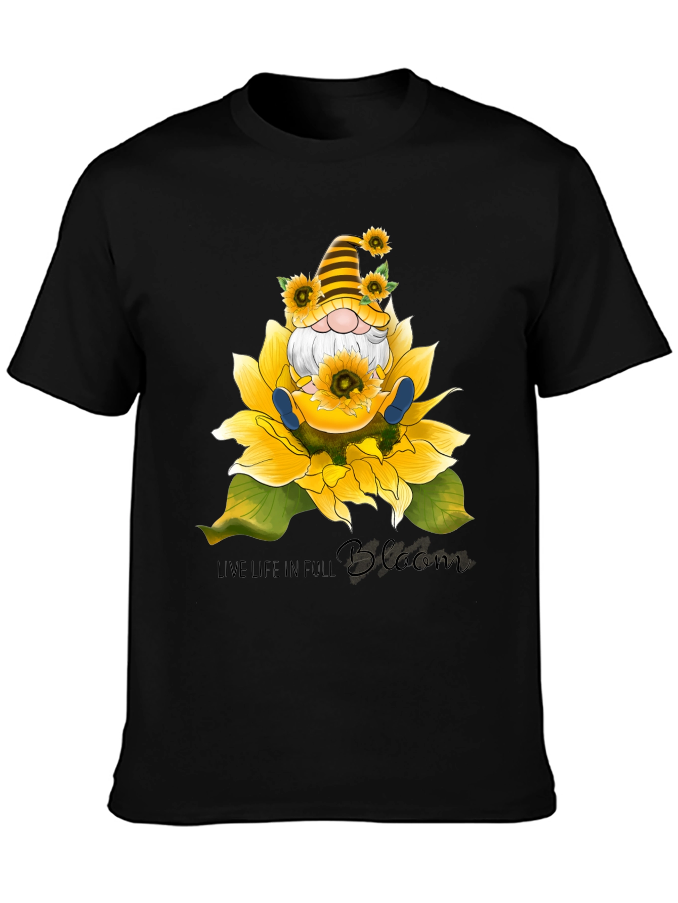 Gnome Sunflower T-Shirt - Live Life In Full Bloom