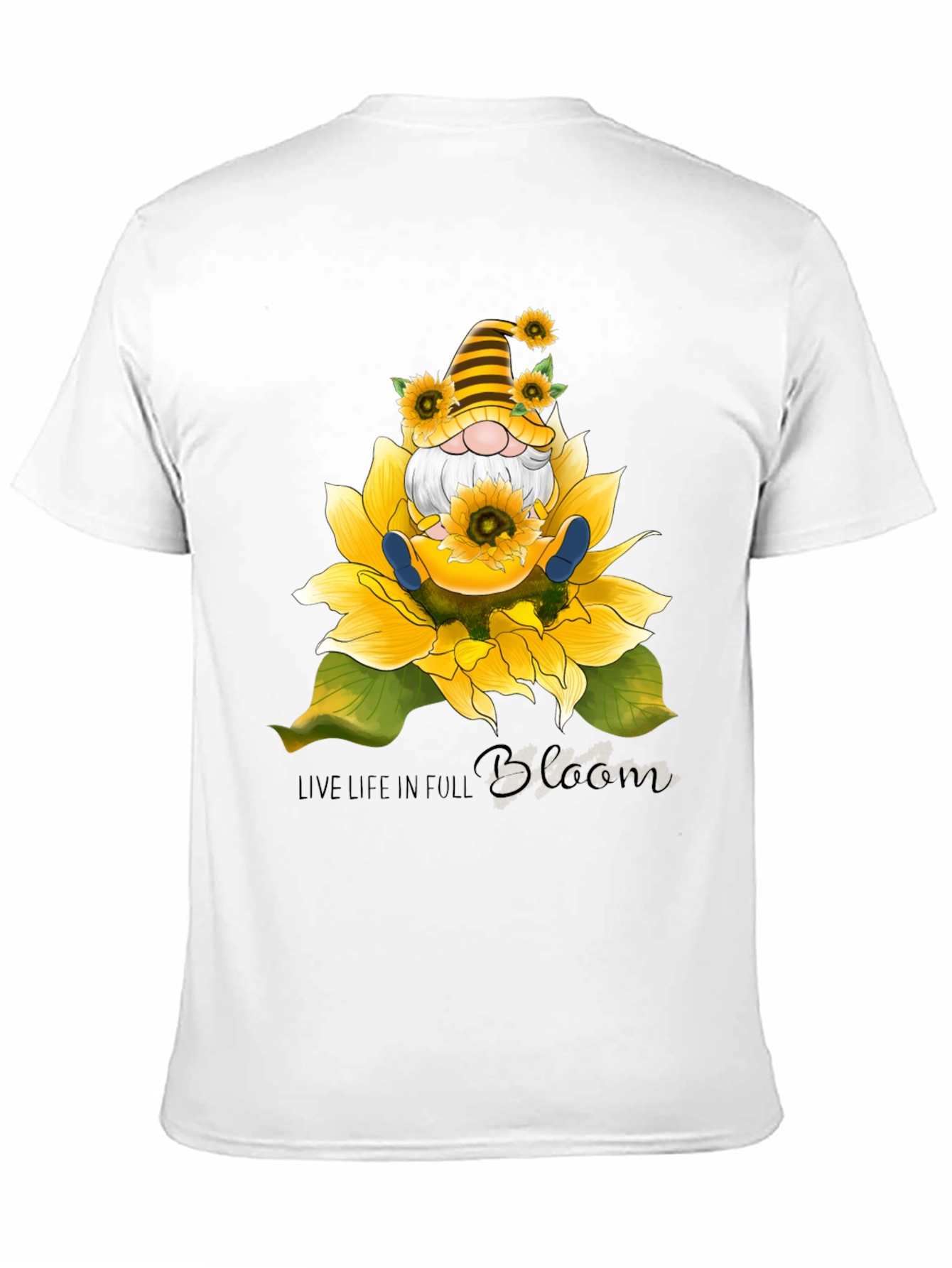 Gnome Sunflower T-Shirt - Live Life In Full Bloom