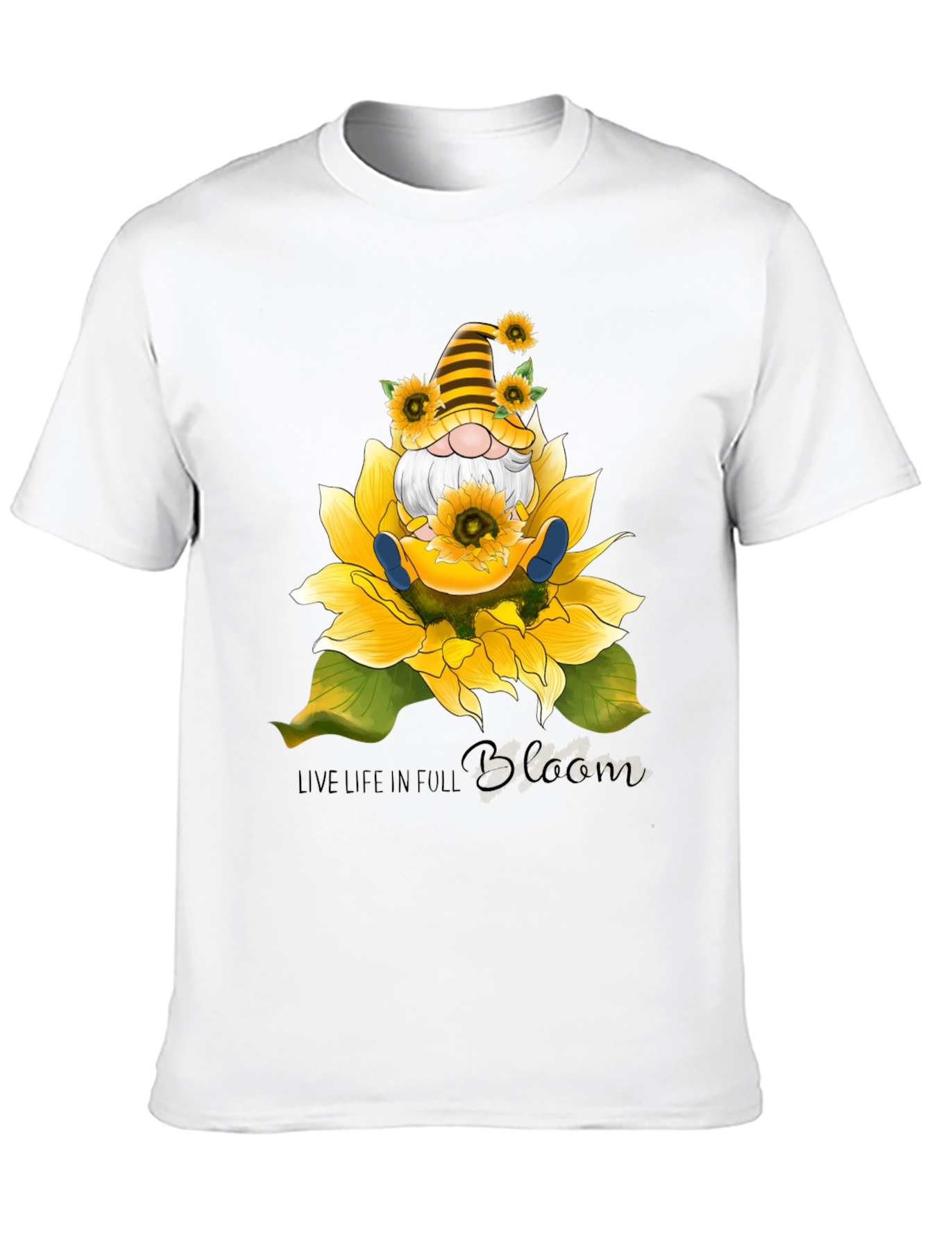 Gnome Sunflower T-Shirt - Live Life In Full Bloom