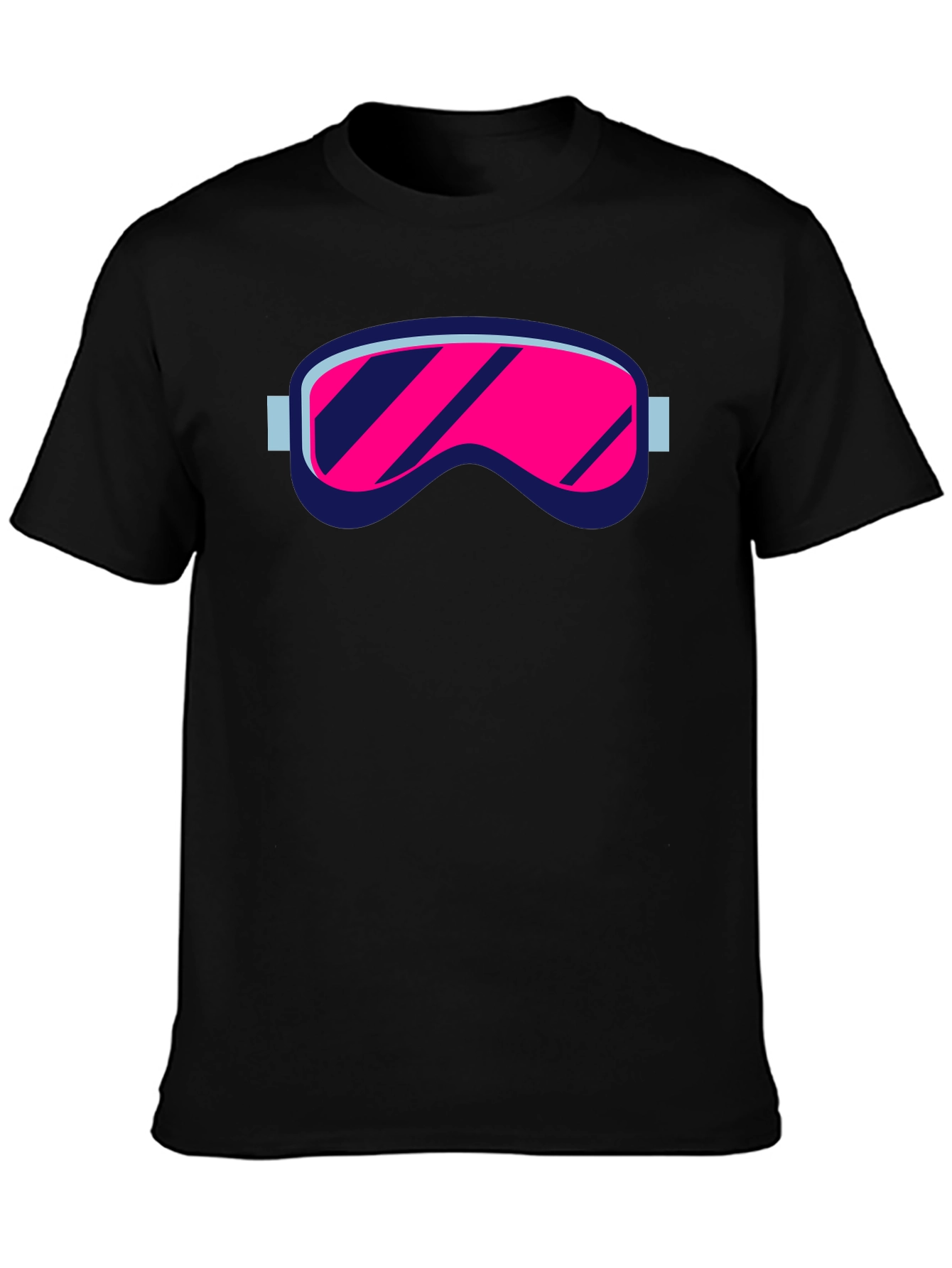 Retro Ski Goggles Graphic Tee - Black Cotton Blend