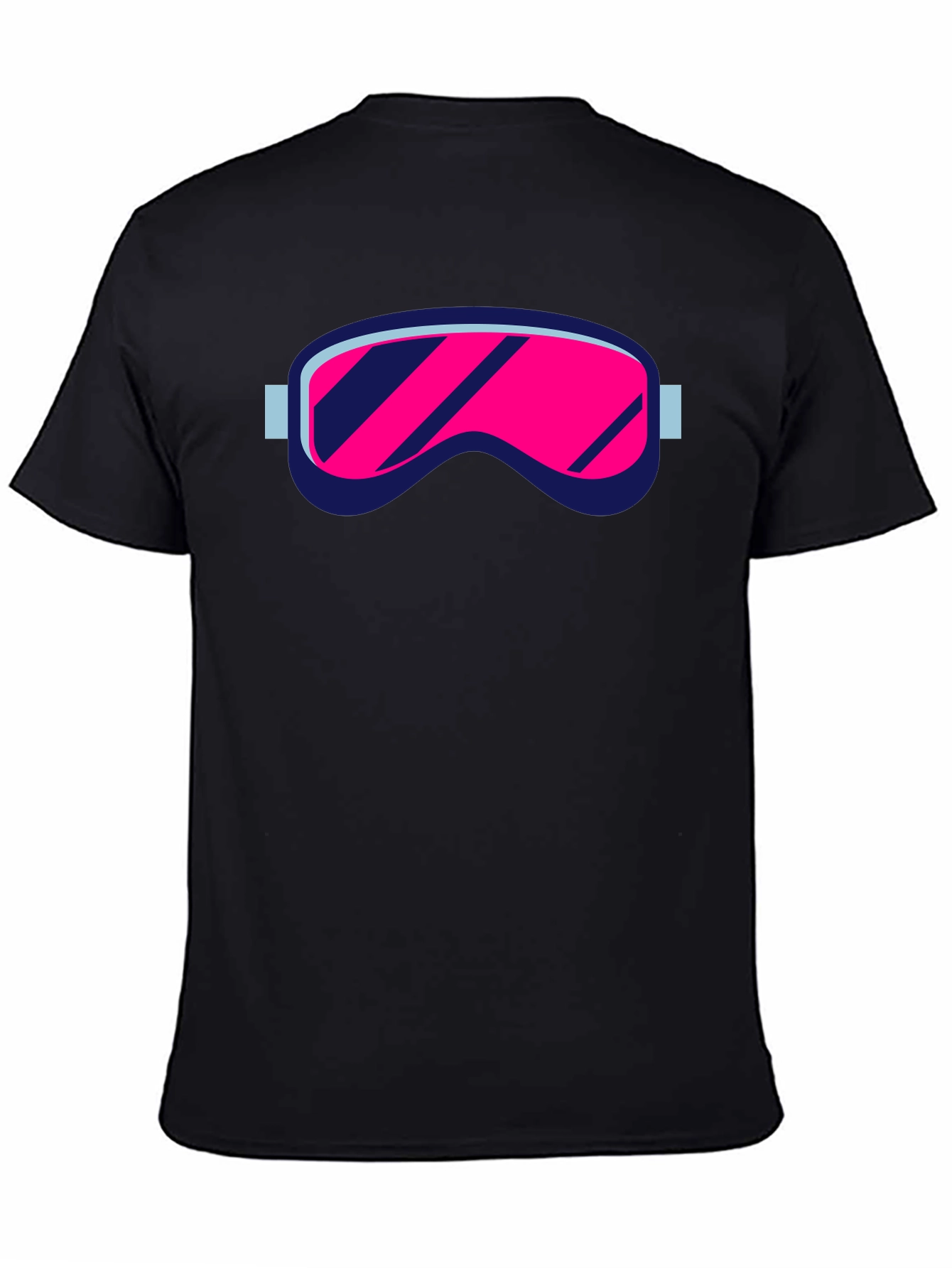 Retro Ski Goggles Graphic Tee - Black Cotton Blend