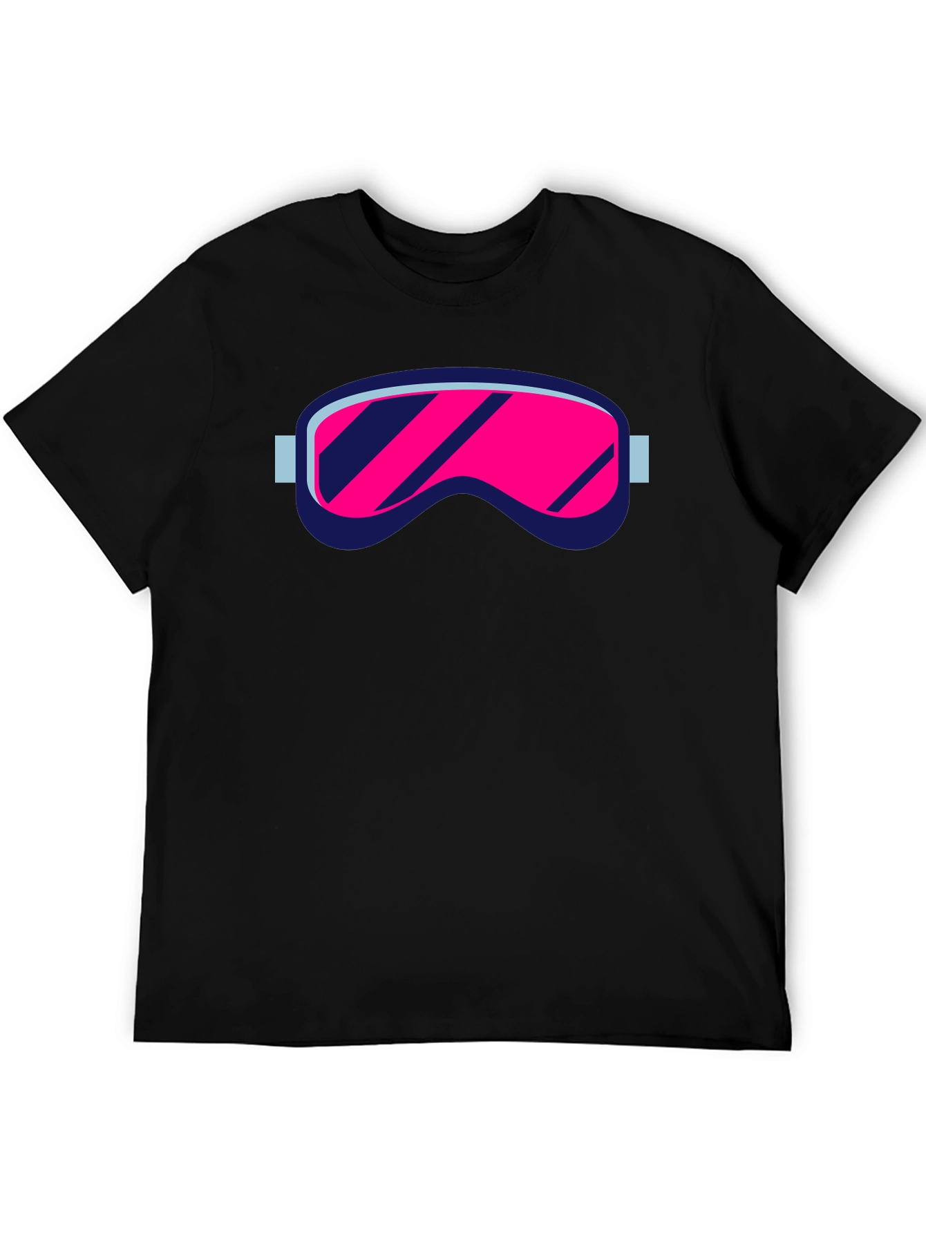 Retro Ski Goggles Graphic Tee - Black Cotton Blend