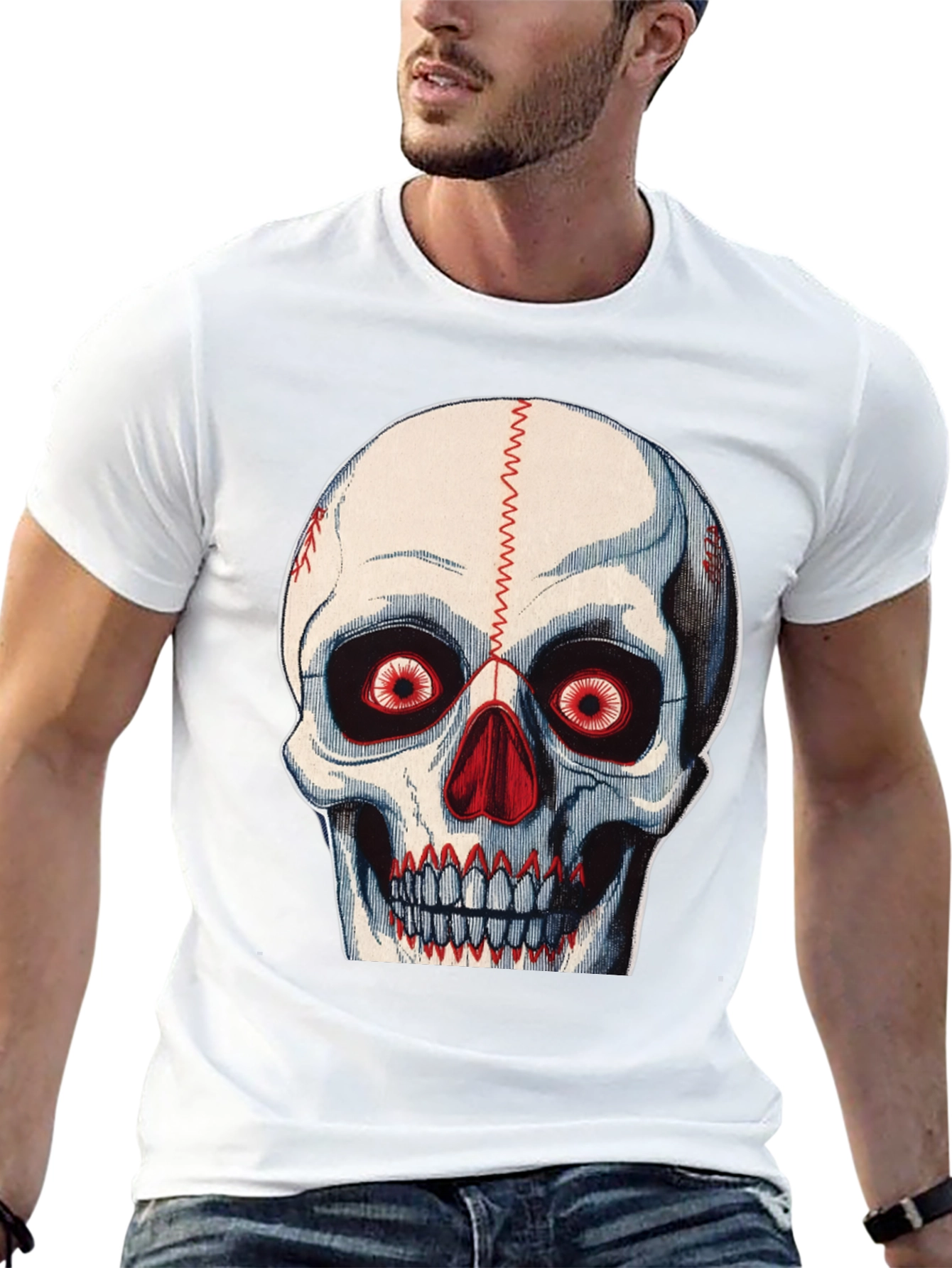 Skull Baseball Stitch T-Shirt