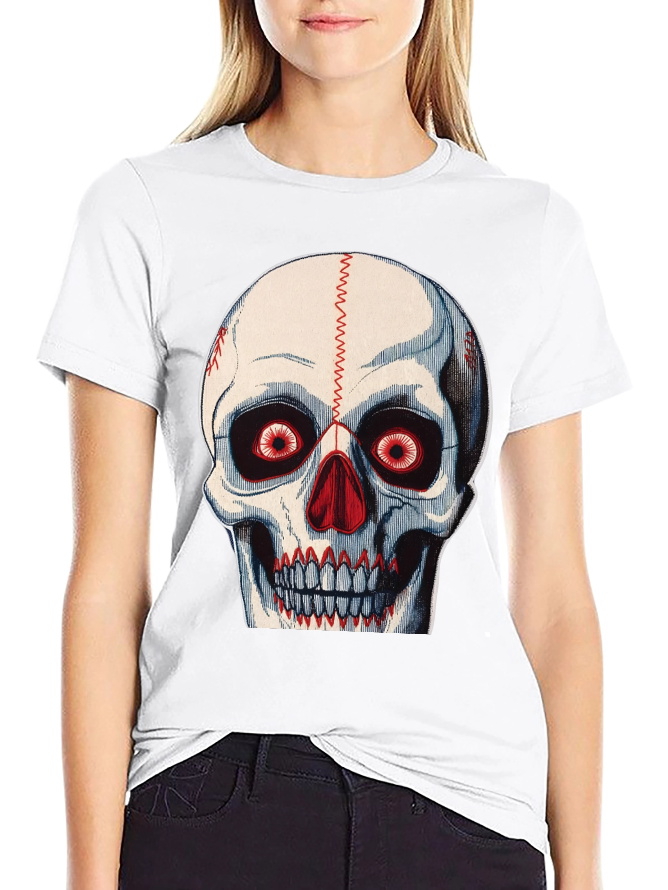 Skull Baseball Stitch T-Shirt