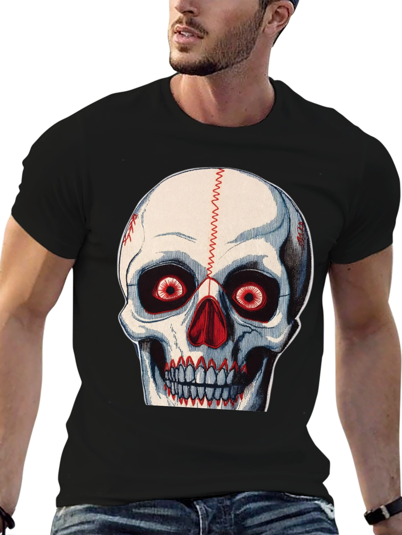 Skull Baseball Stitch T-Shirt
