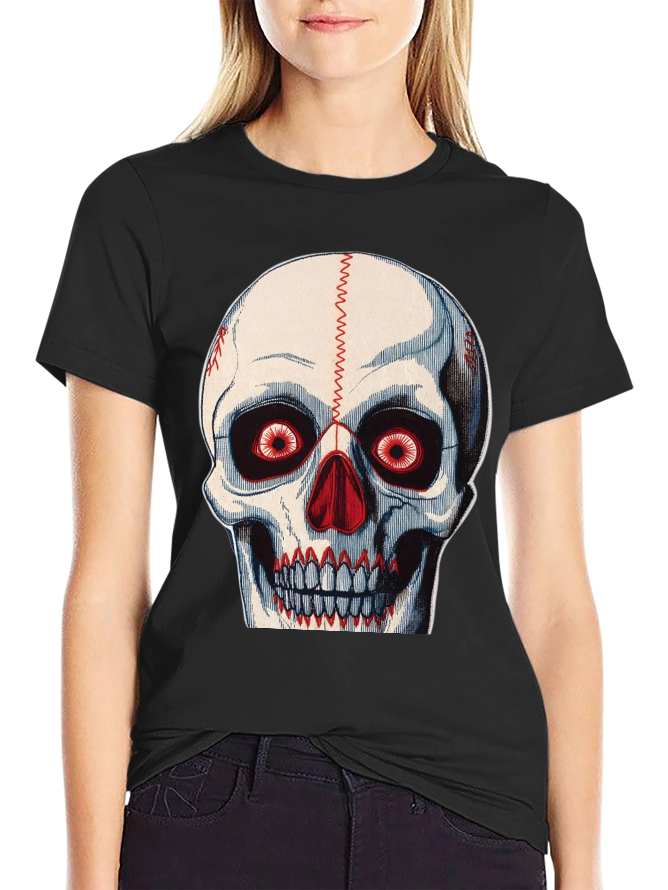 Skull Baseball Stitch T-Shirt