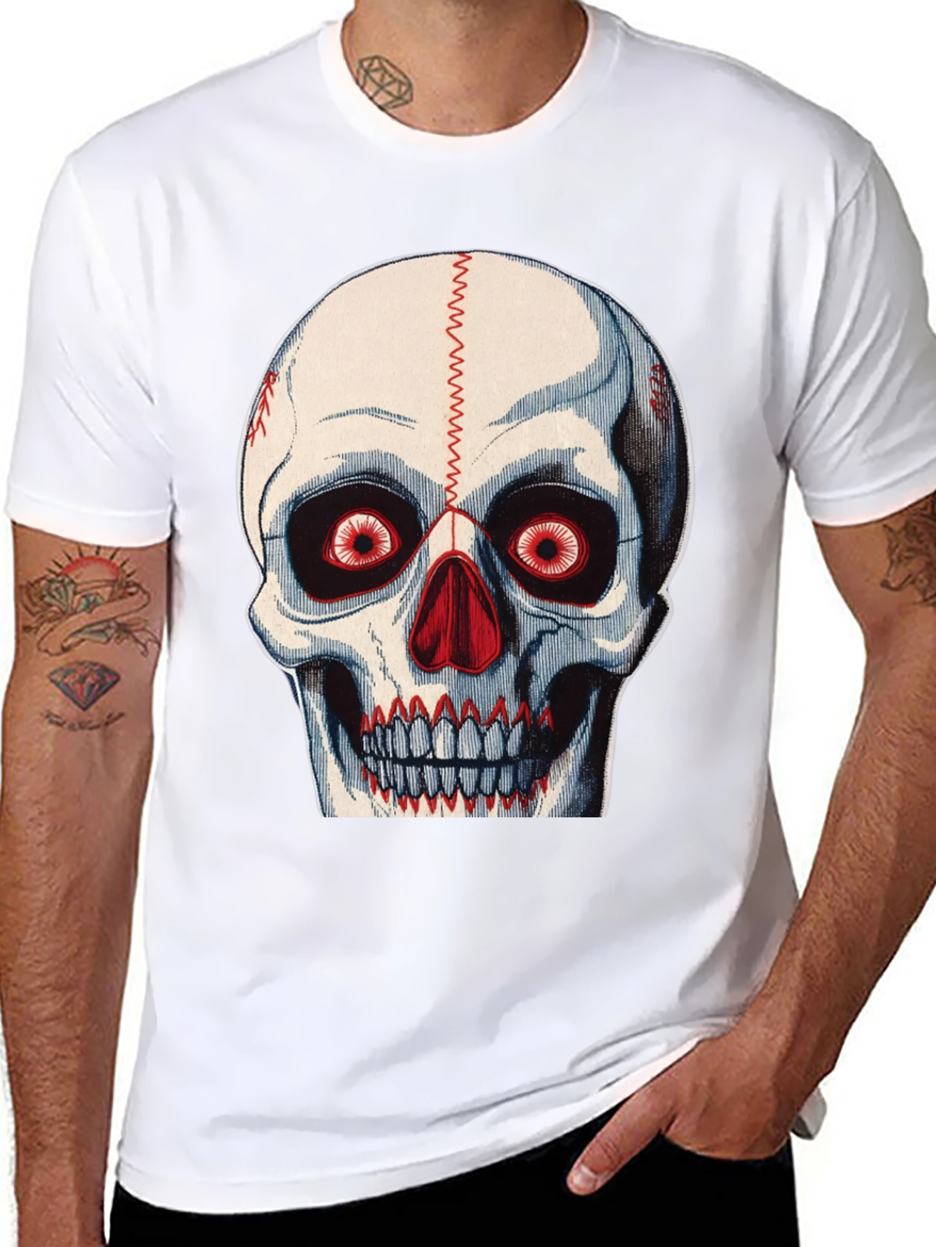 Skull Baseball Stitch T-Shirt