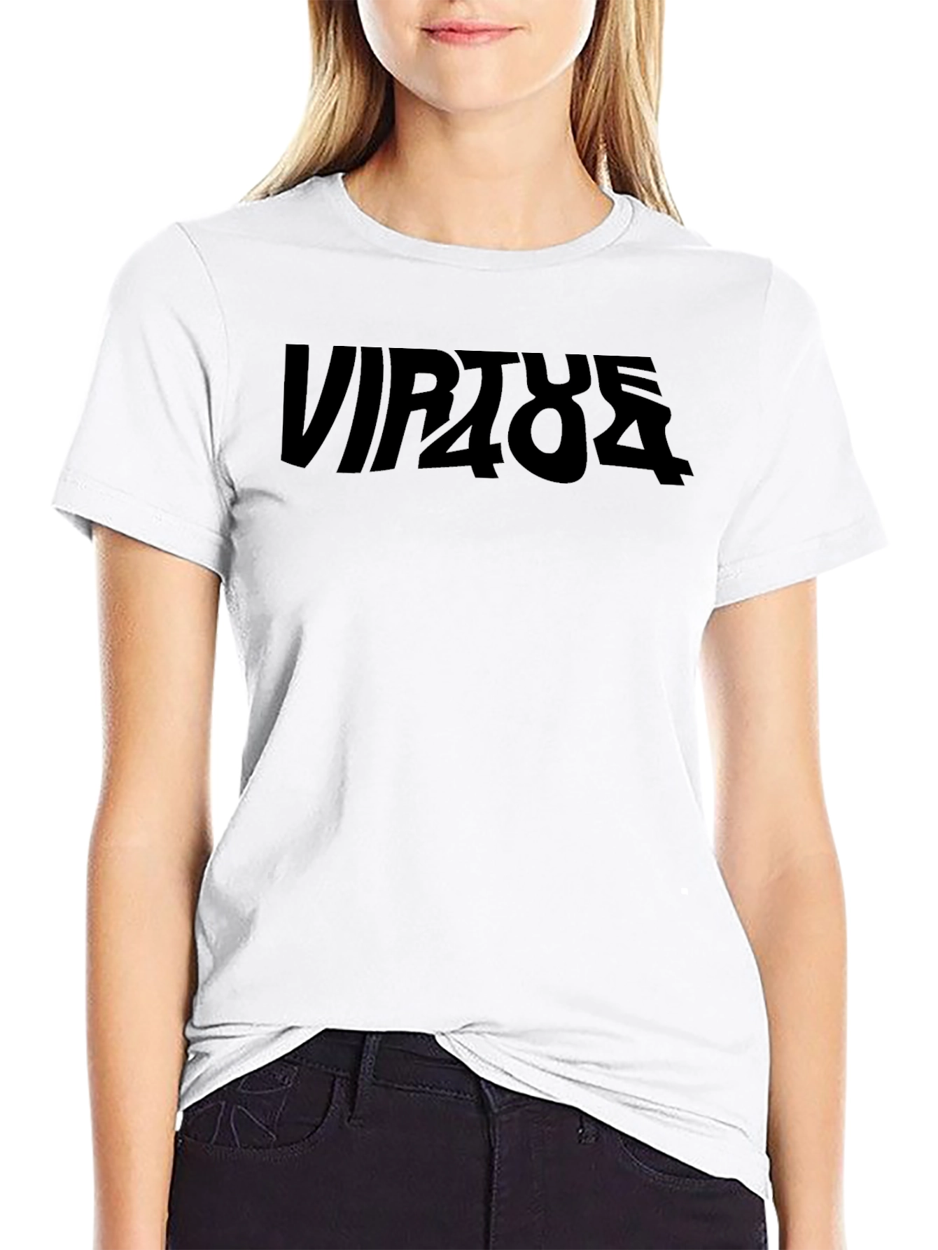 Virtue404 Black Graphic Tee - Modern Streetwear Style