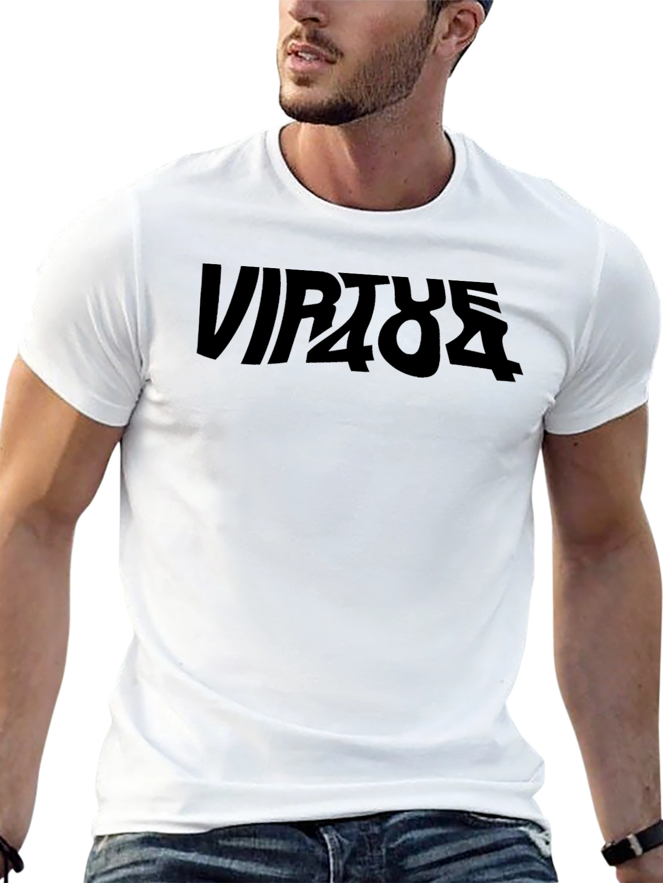 Virtue404 Black Graphic Tee - Modern Streetwear Style
