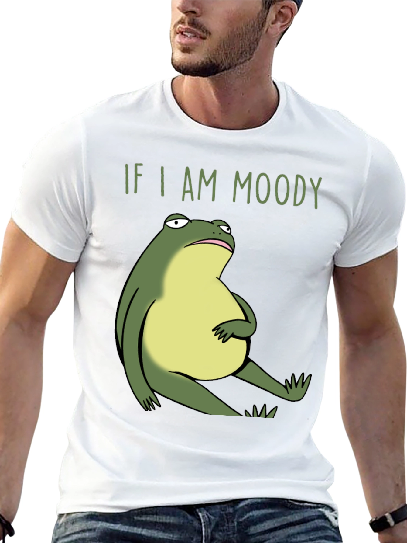 Moody Frog Graphic Tee - Unisex Black Cotton T-Shirt