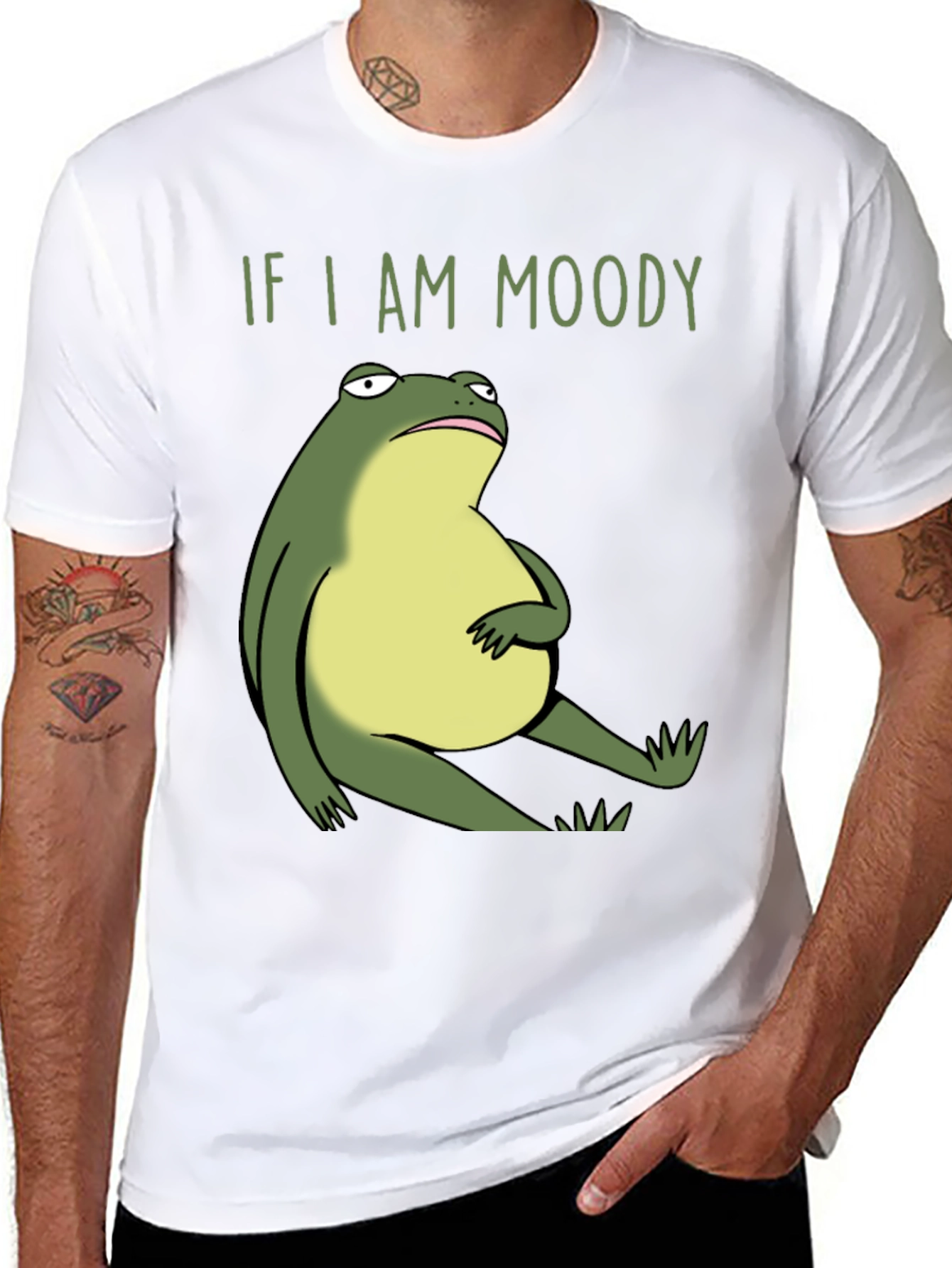 Moody Frog Graphic Tee - Unisex Black Cotton T-Shirt