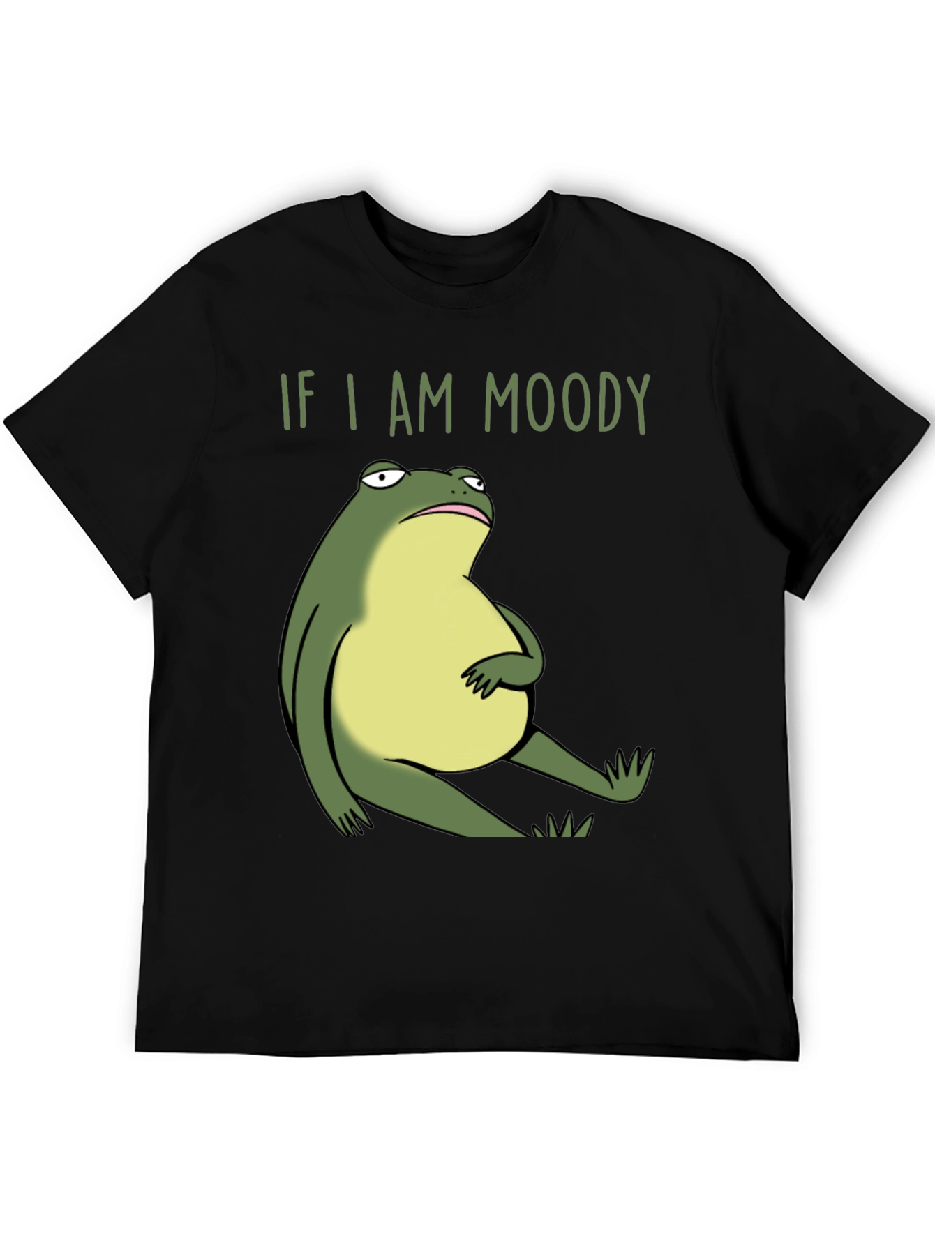 Moody Frog Graphic Tee - Unisex Black Cotton T-Shirt