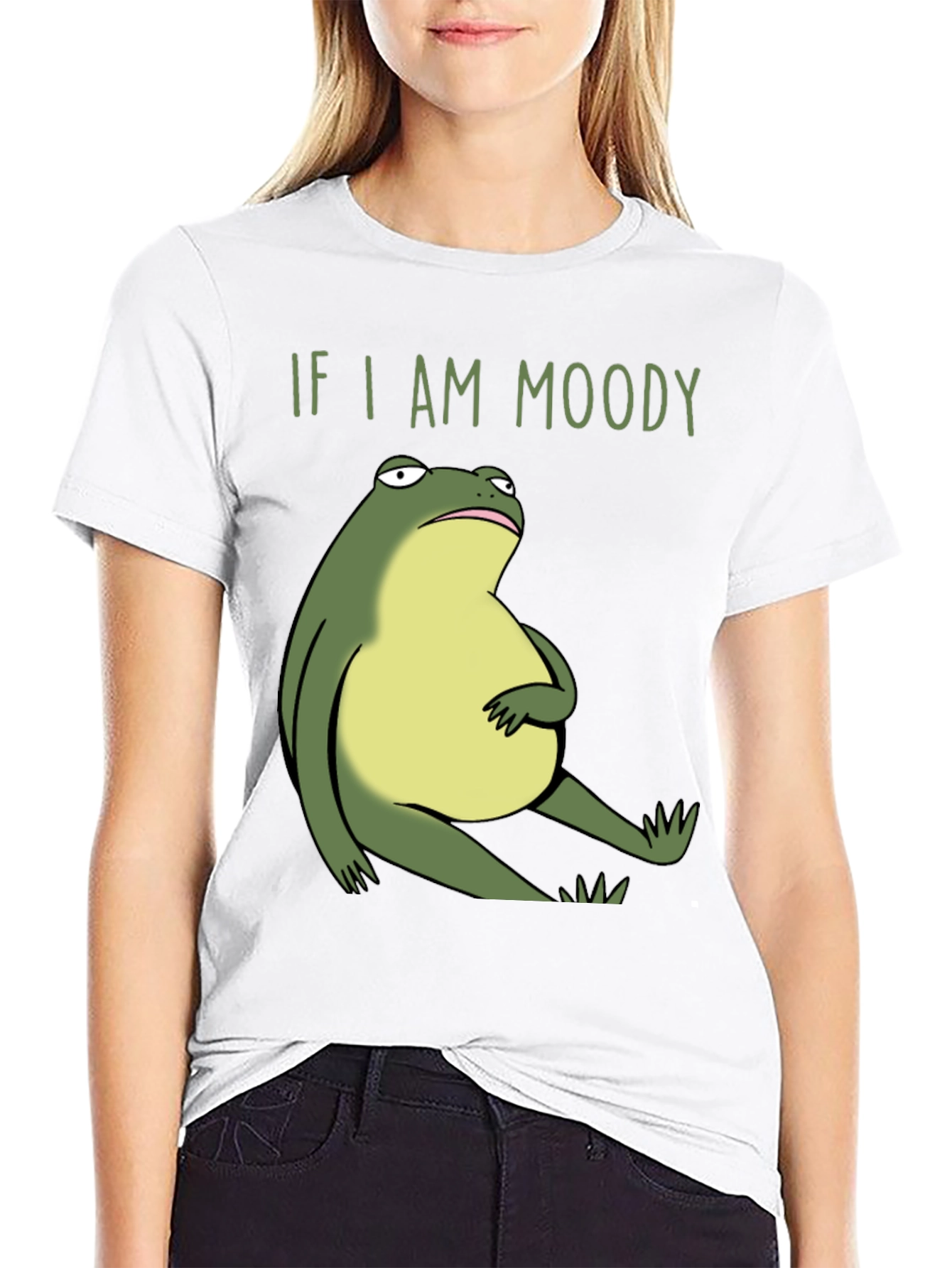 Moody Frog Graphic Tee - Unisex Black Cotton T-Shirt