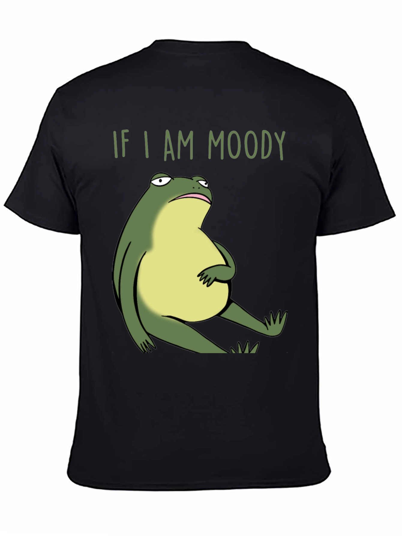 Moody Frog Graphic Tee - Unisex Black Cotton T-Shirt