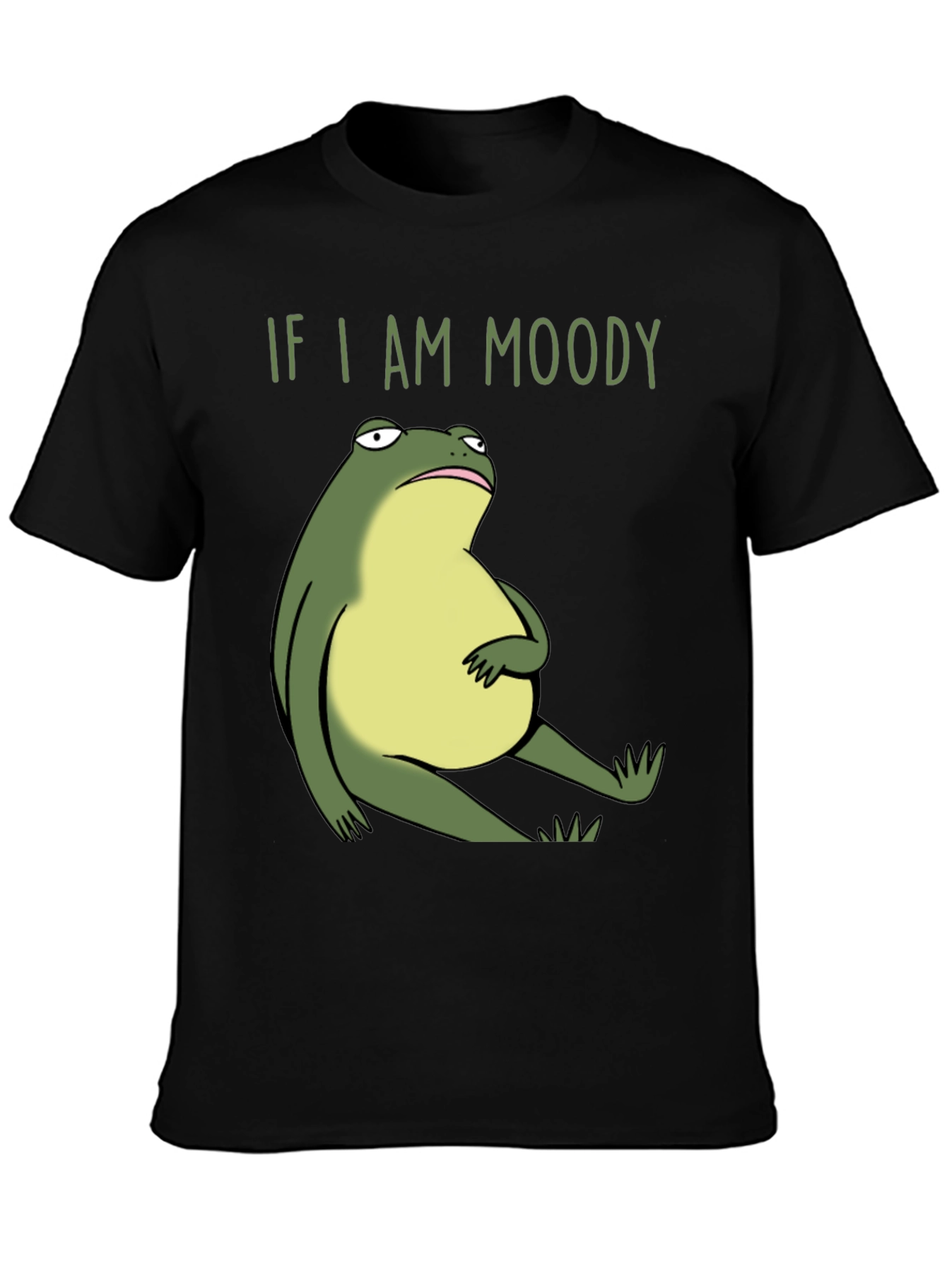 Moody Frog Graphic Tee - Unisex Black Cotton T-Shirt