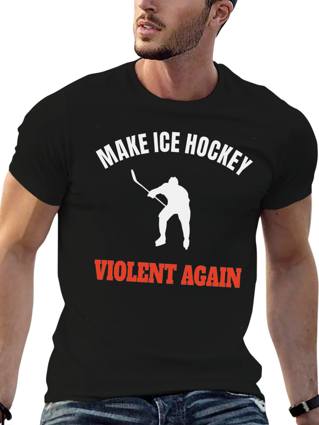 Make Ice Hockey Violent Again Black T-Shirt