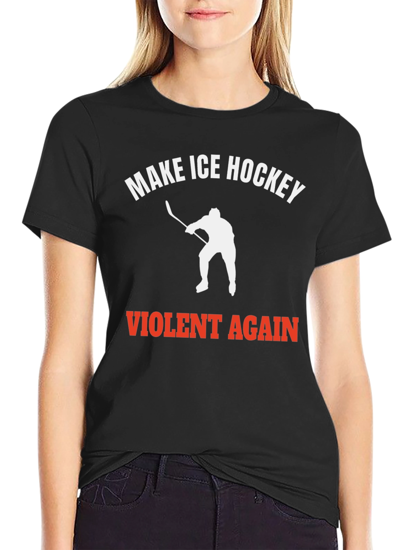 Make Ice Hockey Violent Again Black T-Shirt