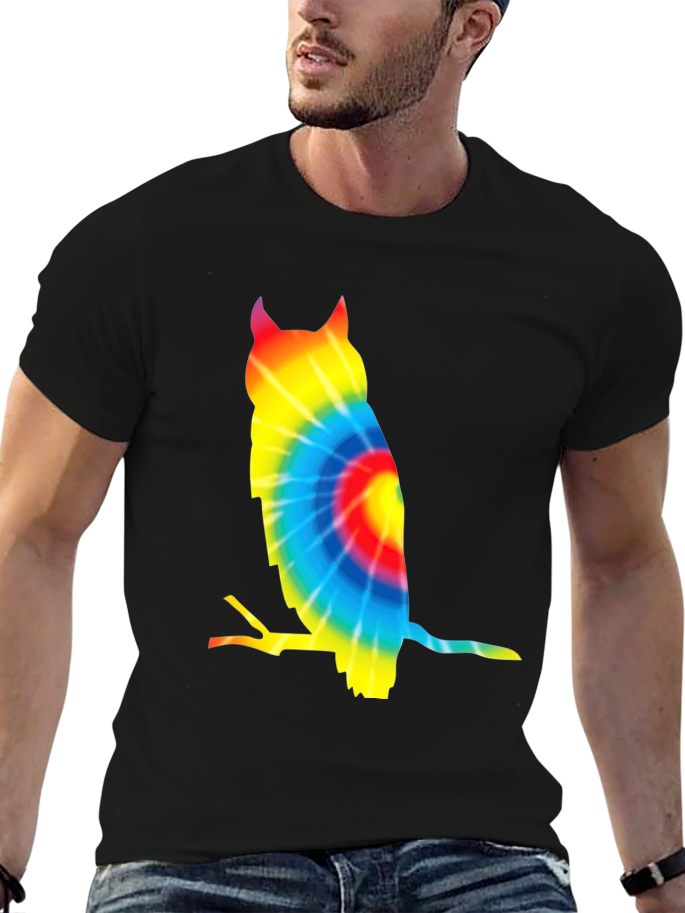 Tie Dye Owl Graphic Tee - Unique Mens T-Shirt