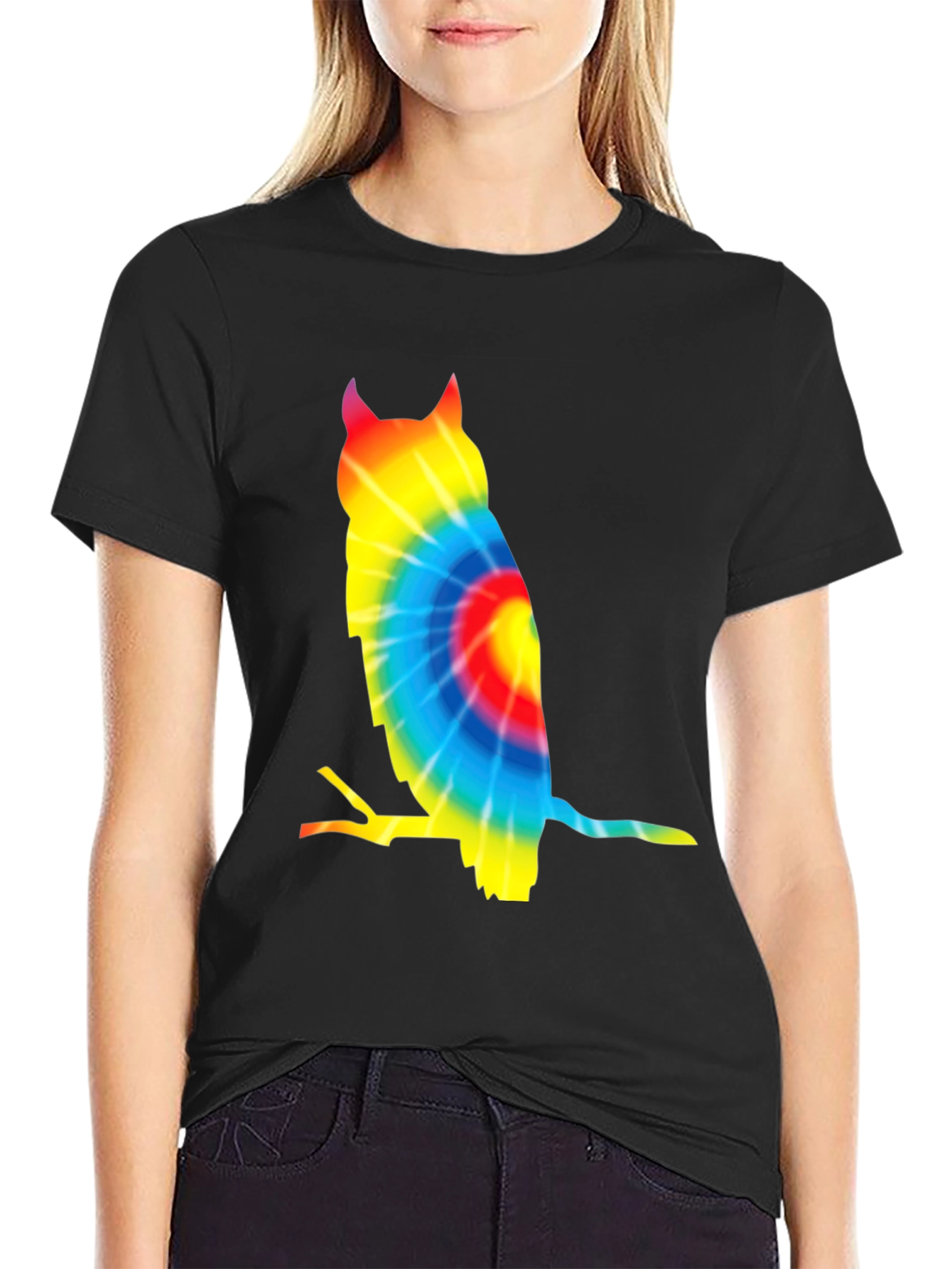 Tie Dye Owl Graphic Tee - Unique Mens T-Shirt