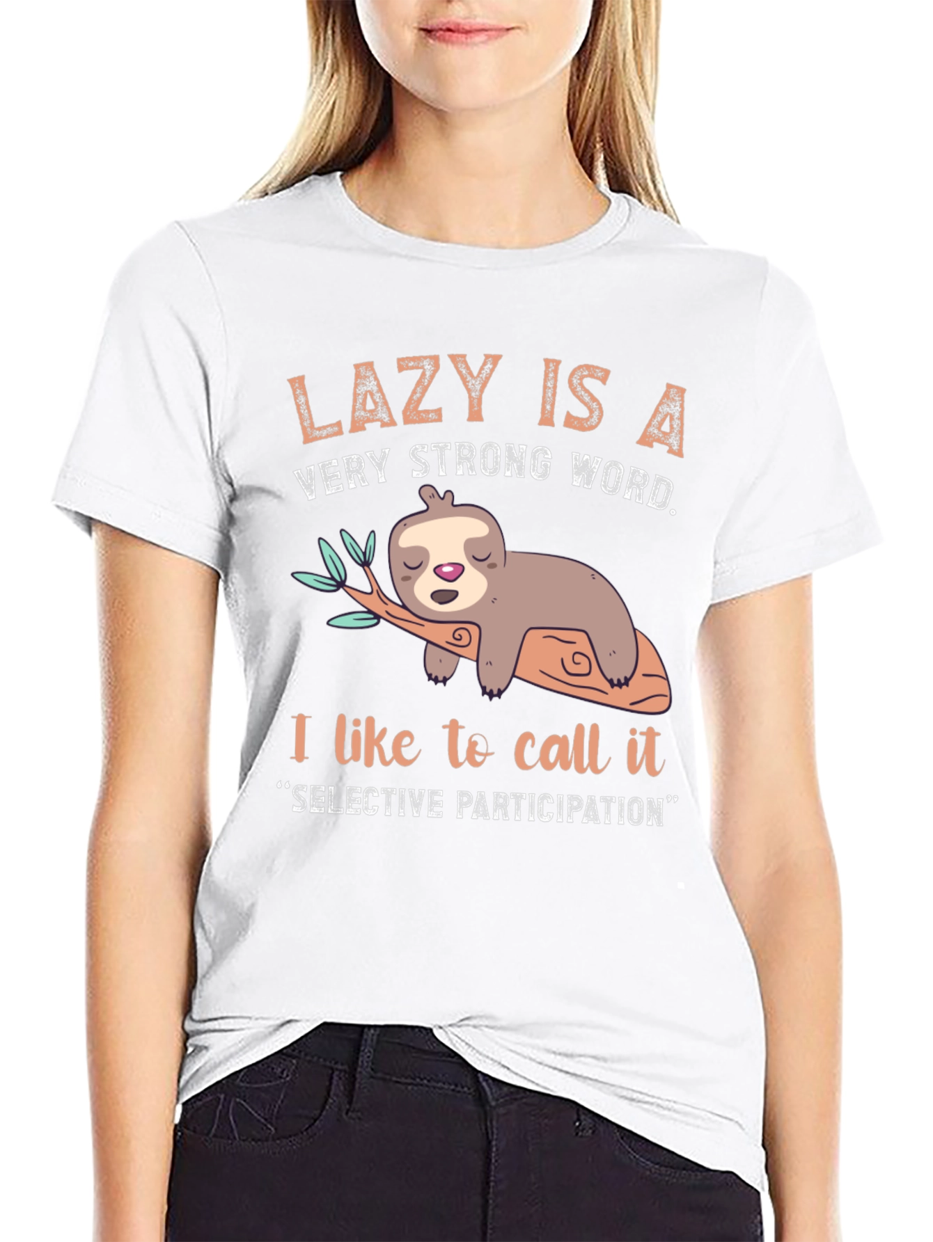 Lazy Sloth Graphic Tee - Selective Participation T-Shirt