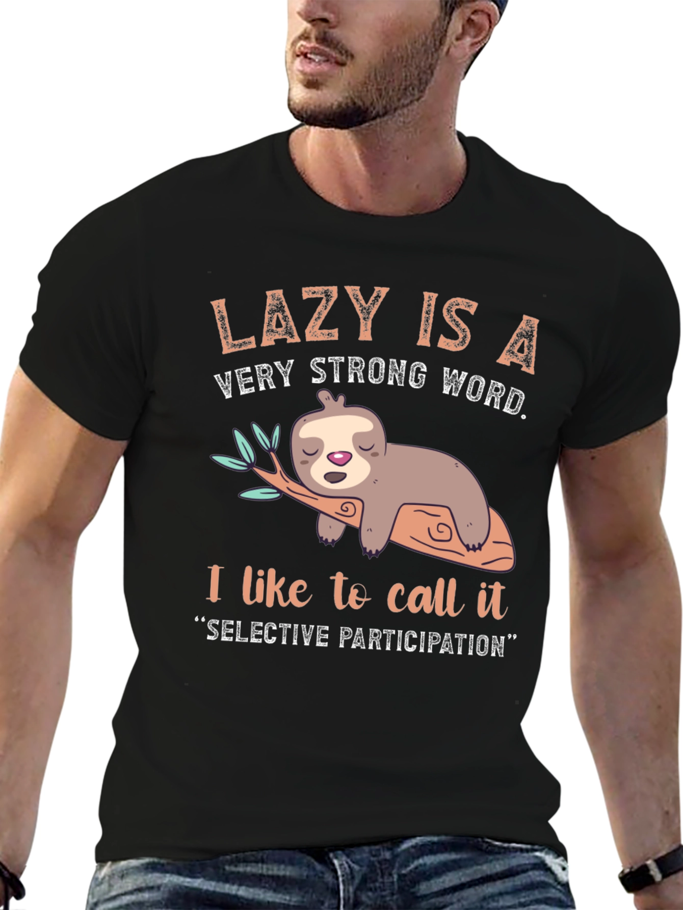 Lazy Sloth Graphic Tee - Selective Participation T-Shirt