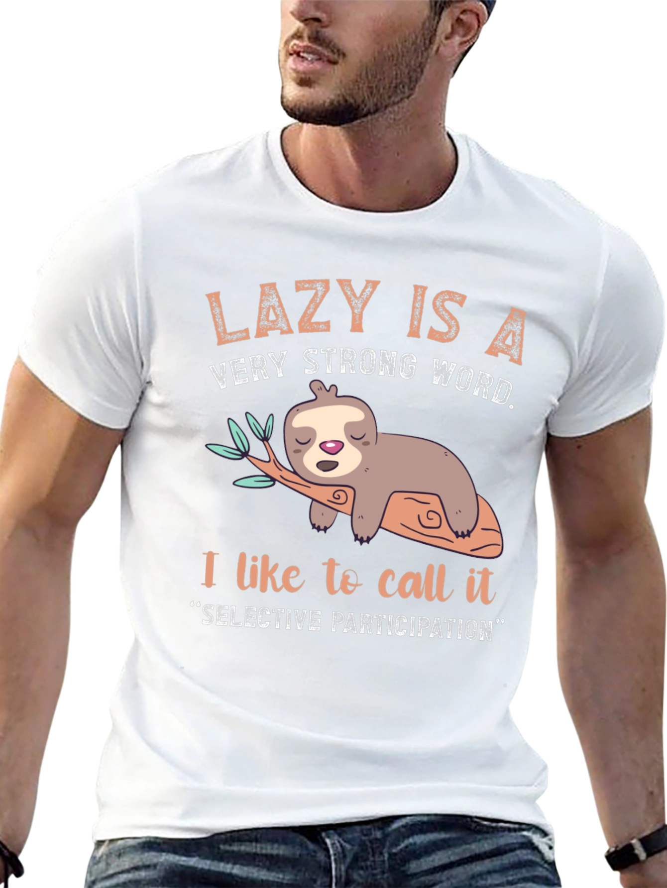 Lazy Sloth Graphic Tee - Selective Participation T-Shirt