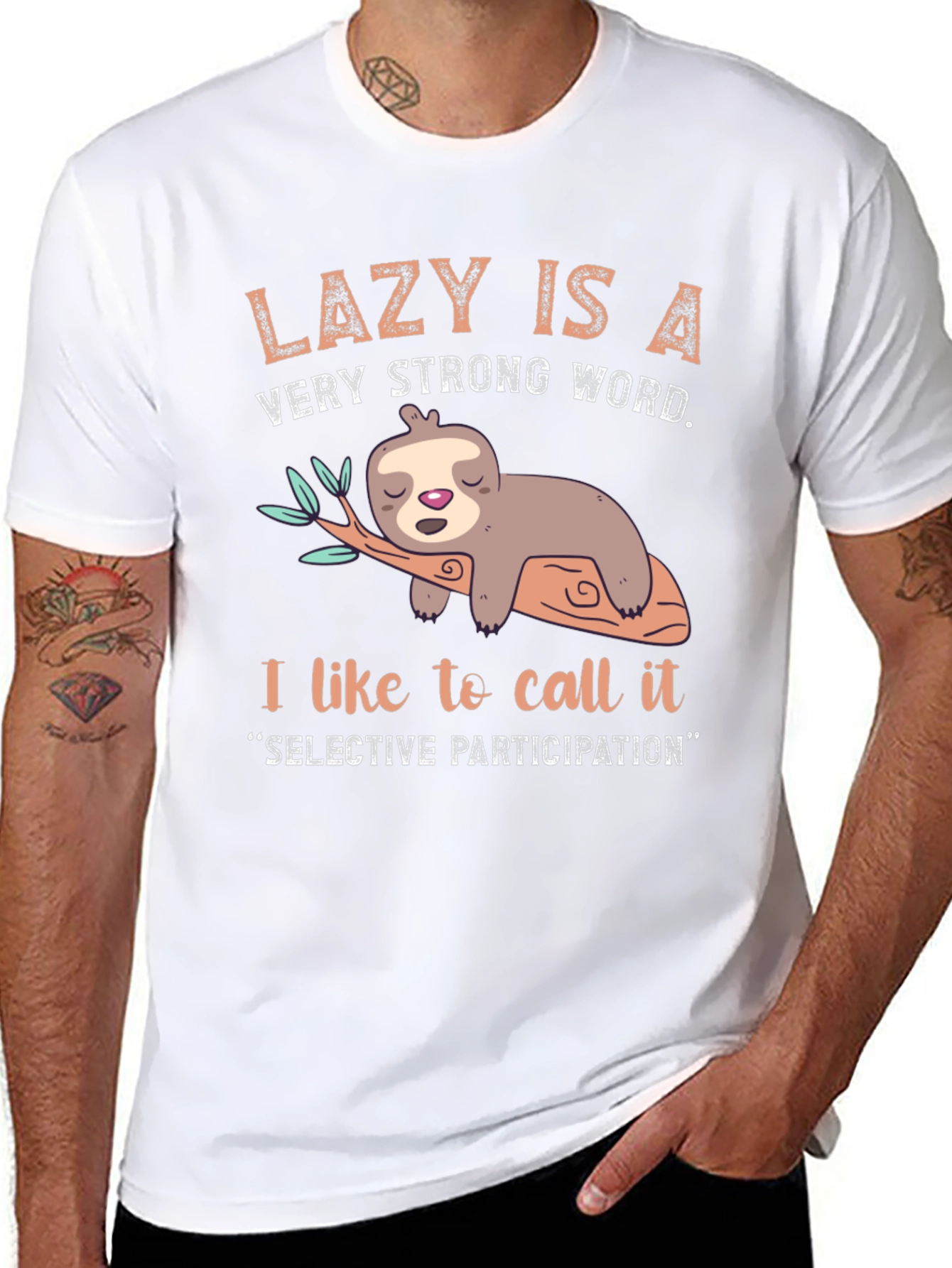 Lazy Sloth Graphic Tee - Selective Participation T-Shirt