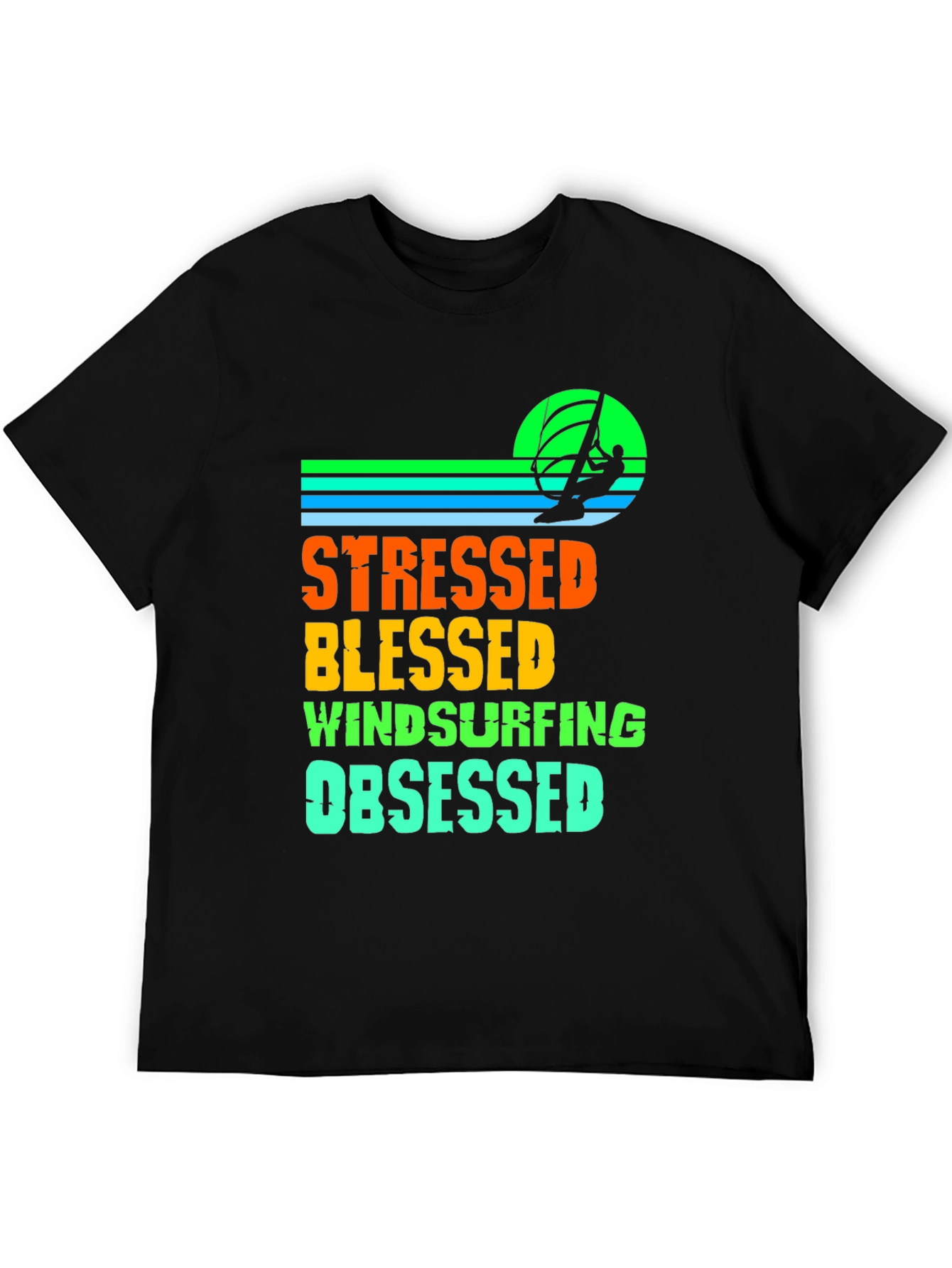 Stressed Blessed Windsurfing Obsessed Graphic Tee
