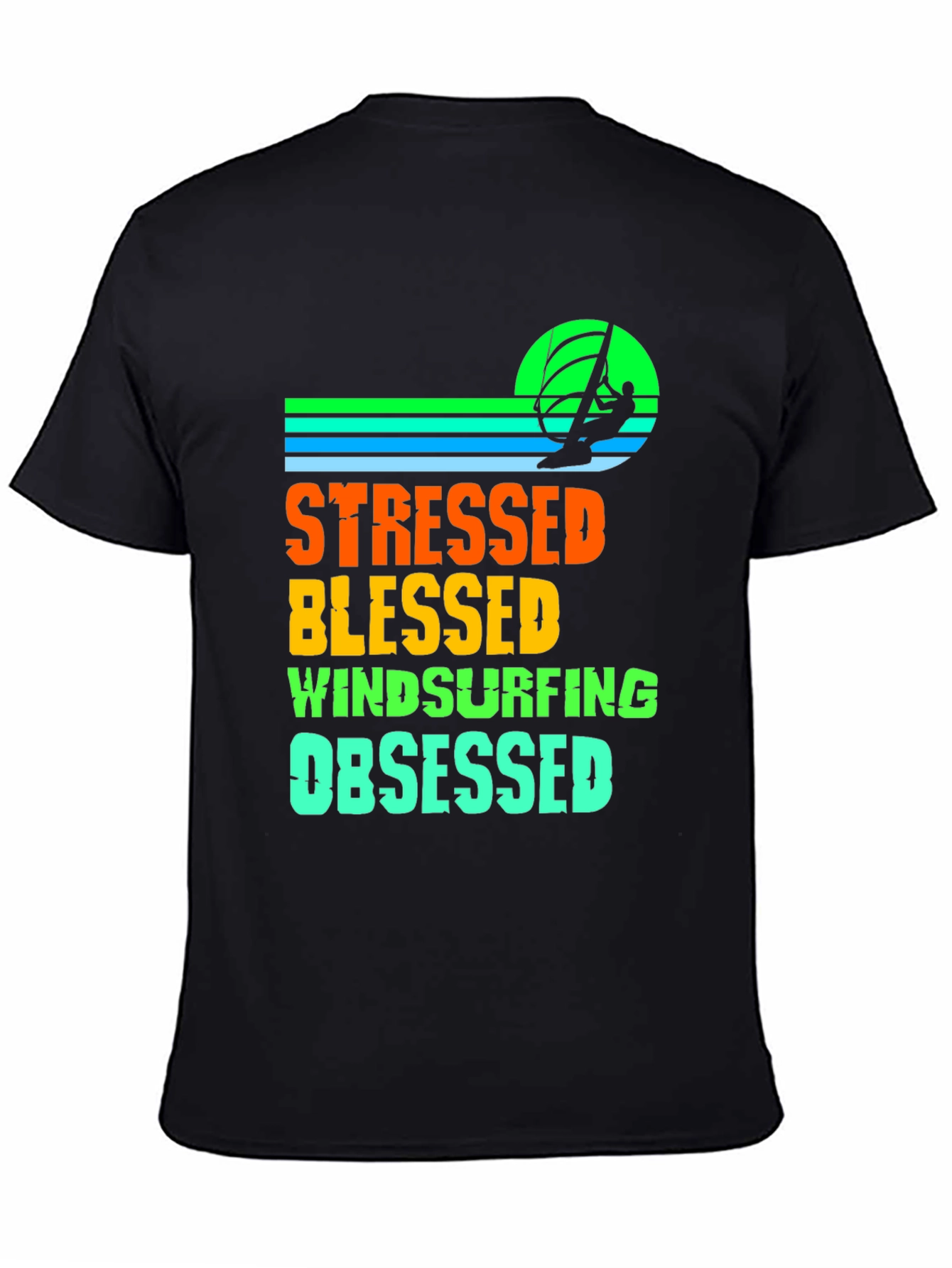 Stressed Blessed Windsurfing Obsessed Graphic Tee