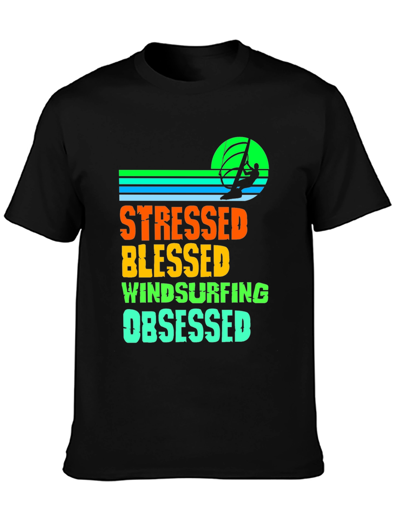 Stressed Blessed Windsurfing Obsessed Graphic Tee