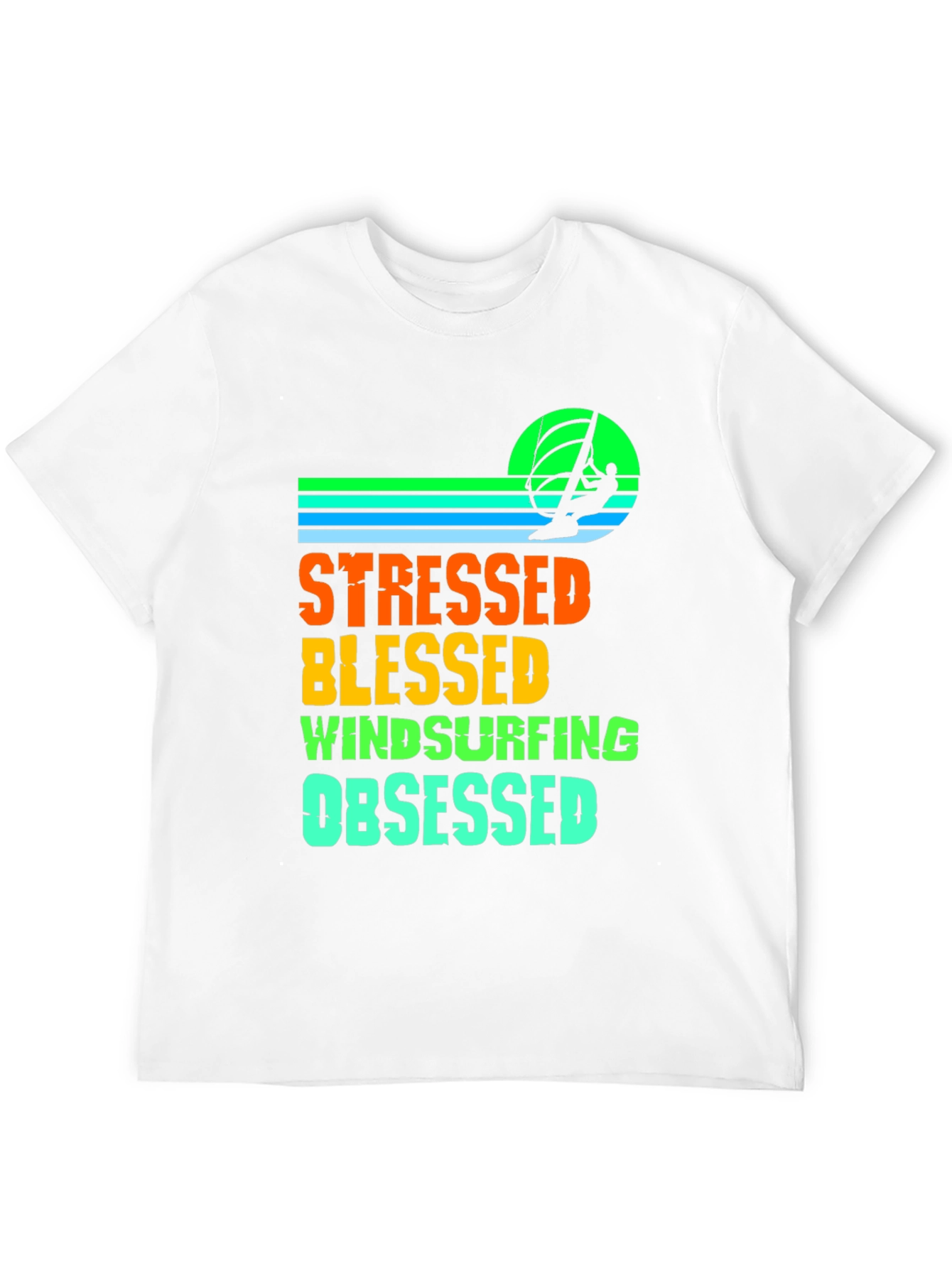 Stressed Blessed Windsurfing Obsessed Graphic Tee