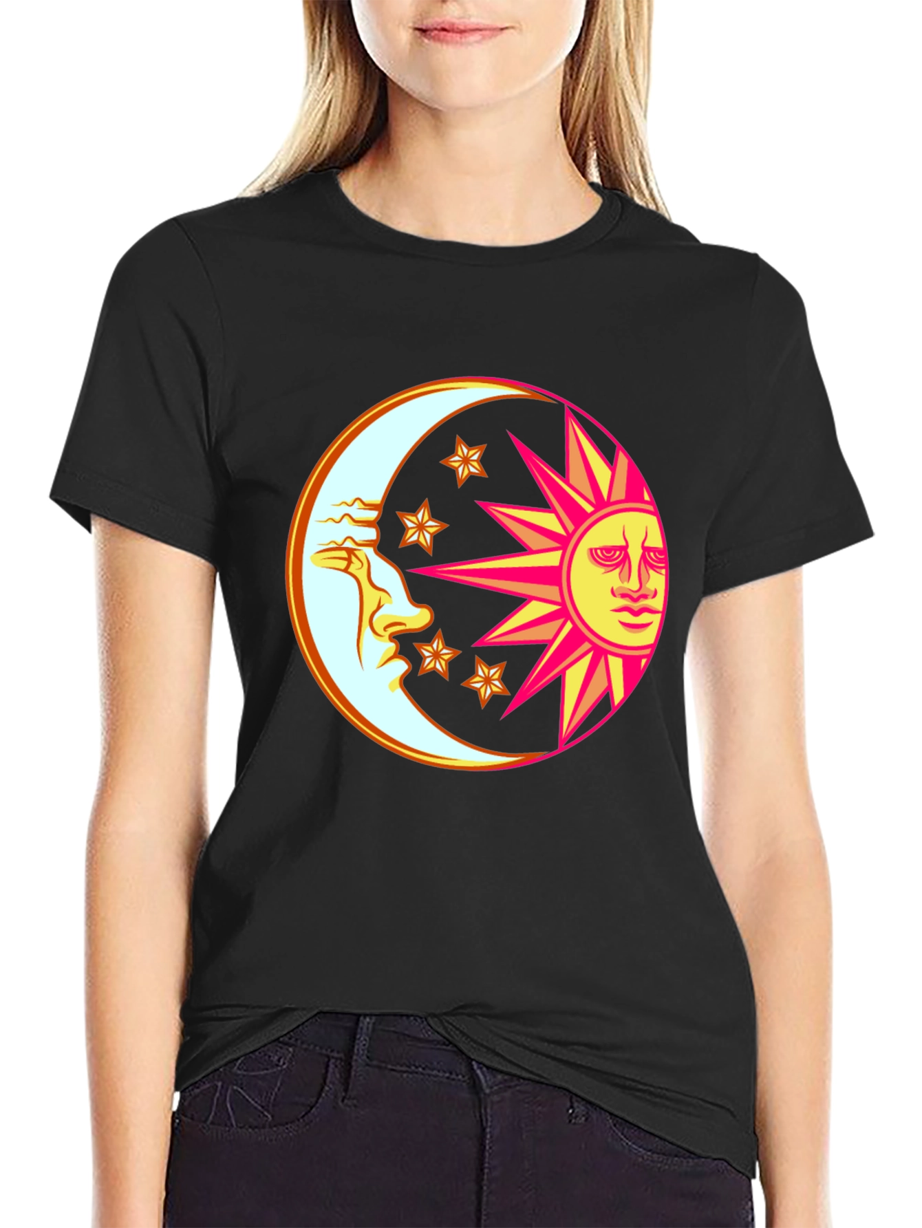 Celestial Moon & Sun Graphic T-Shirt