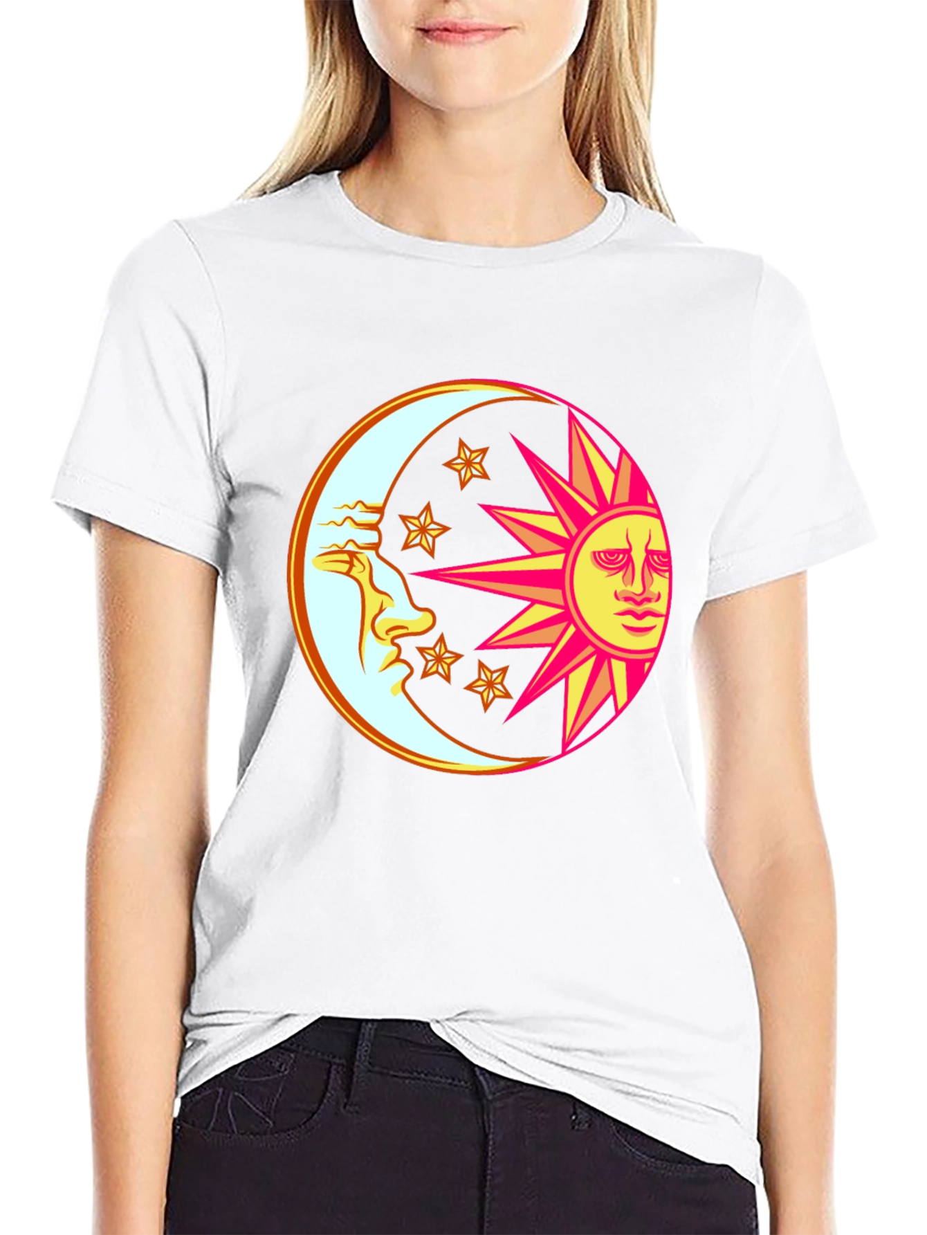 Celestial Moon & Sun Graphic T-Shirt