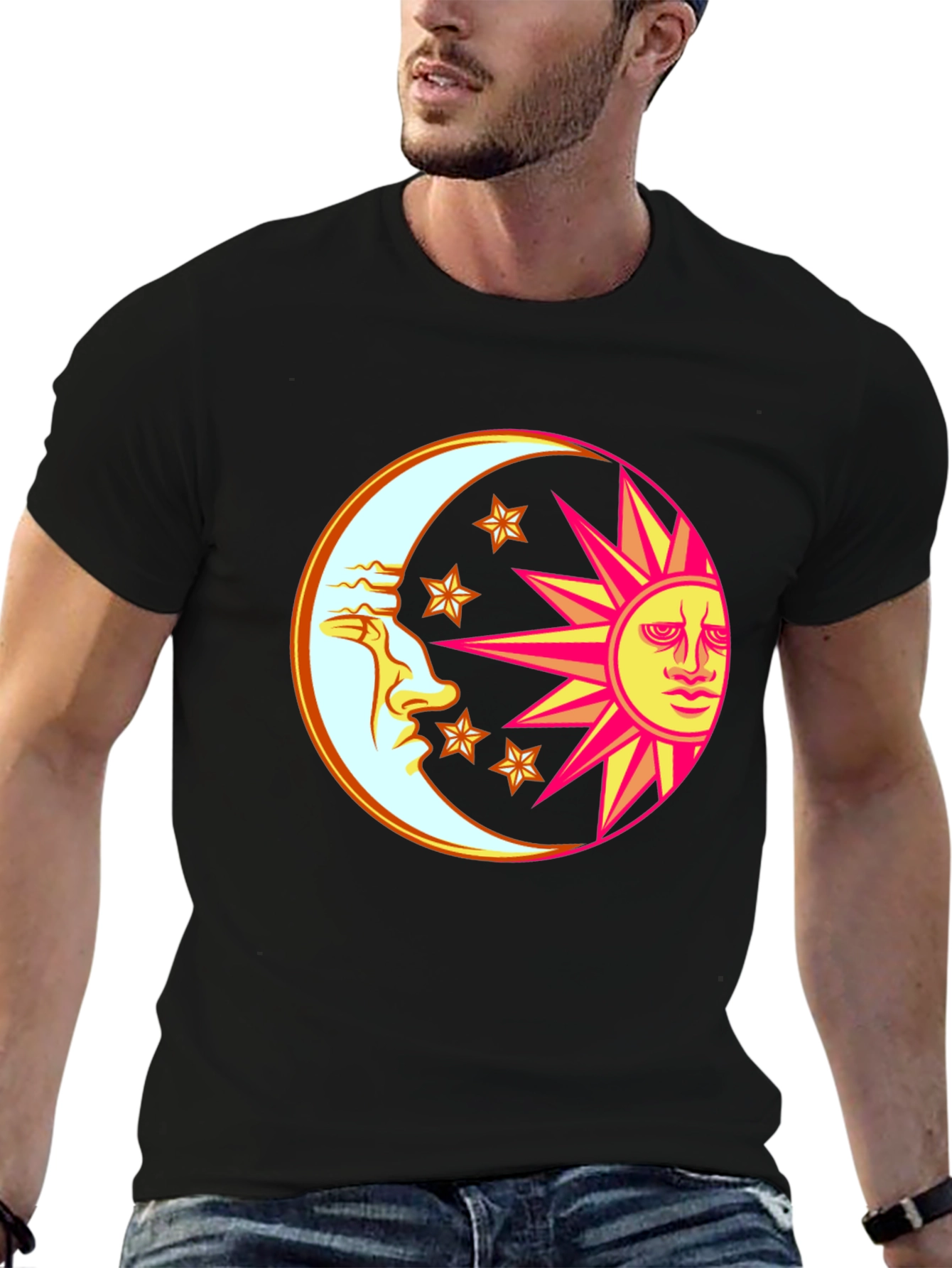 Celestial Moon & Sun Graphic T-Shirt