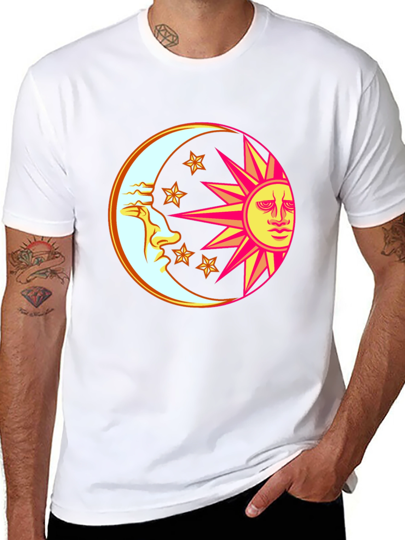 Celestial Moon & Sun Graphic T-Shirt