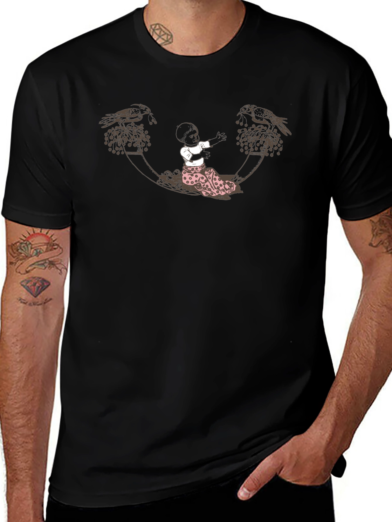 Unique Graphic Tee - Crow & Child Design